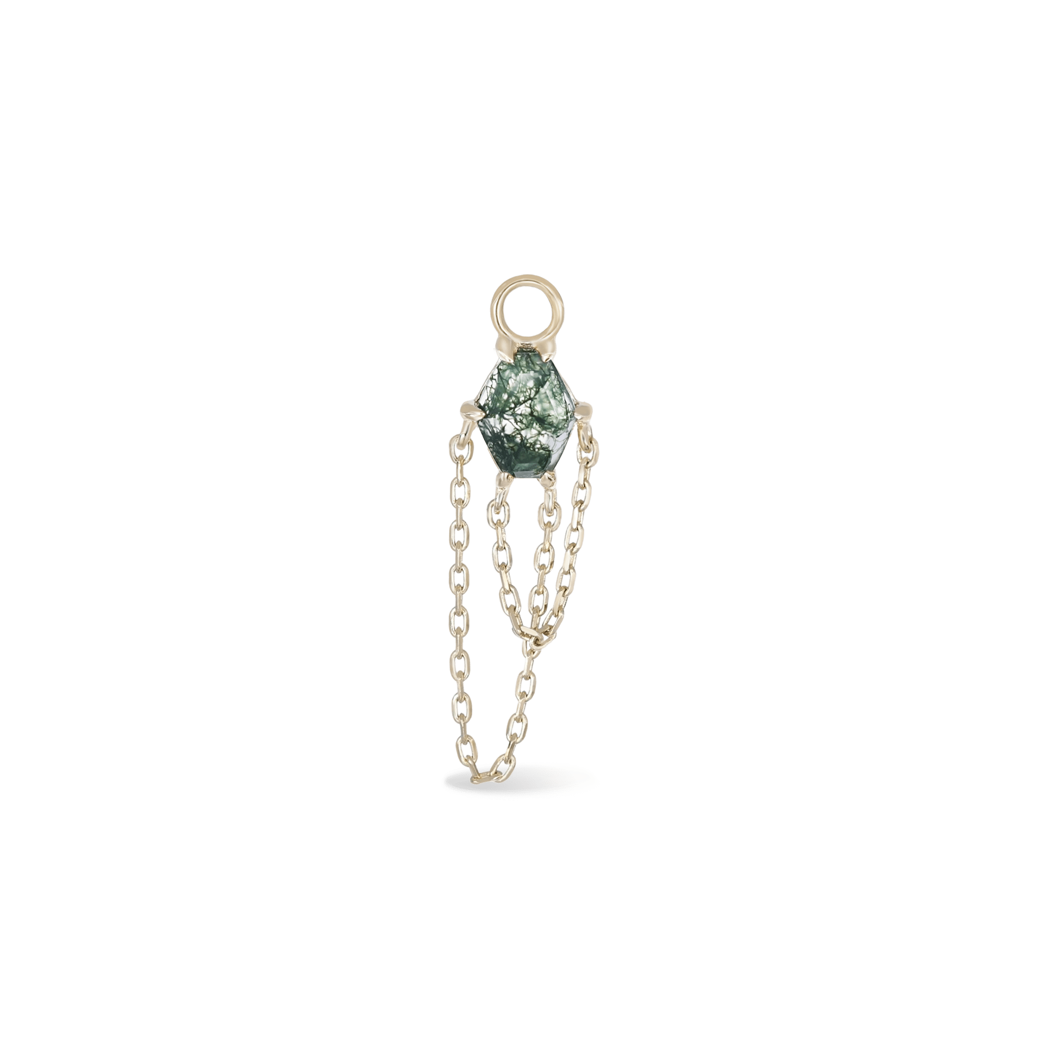 BEATTI Charms Gold / Moss Agate BTPG087 • Gemstone Tassel Chain Charm BTPG087 MOSAG BTPG087 • Gemstone Tassel Chain Charm