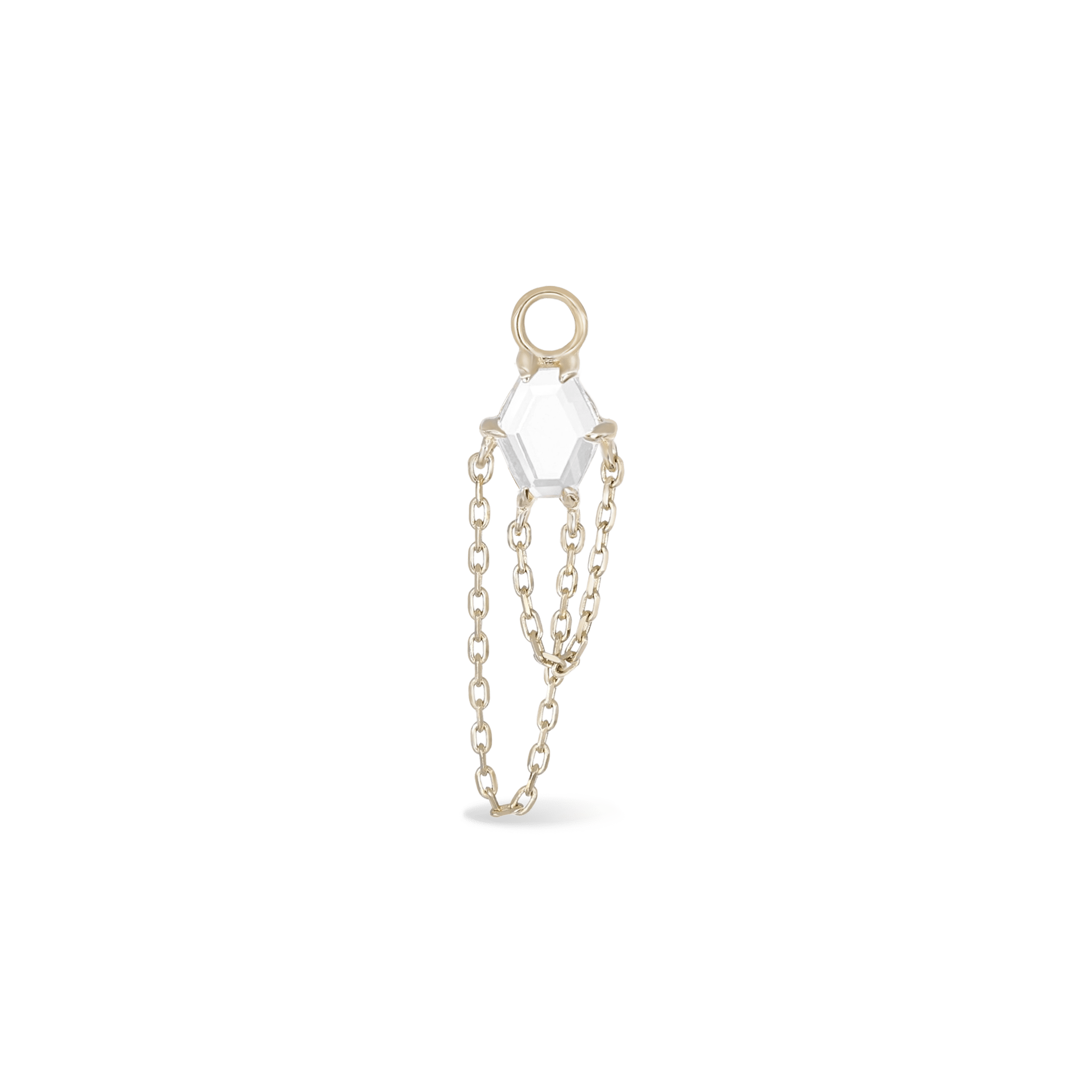BEATTI Charms Gold / White Topaz BTPG087 • Gemstone Tassel Chain Charm BTPG087 TW BTPG087 • Gemstone Tassel Chain Charm