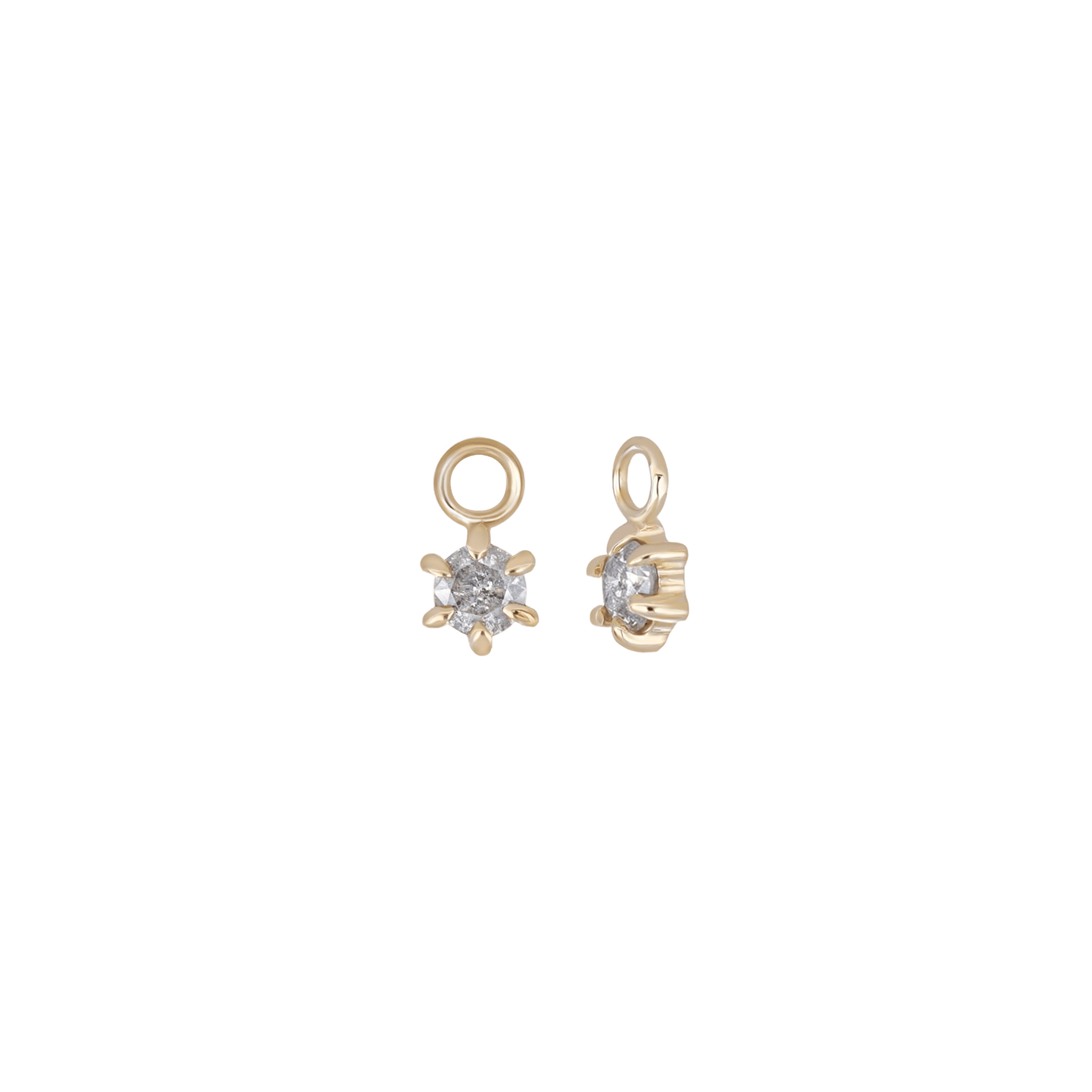 BEATTI Charms Gold / Salt and Pepper Diamond BTPG016 • 6 Prong Classic Charm BTPG016 BTPG016 • 6 Prong Classic Charm