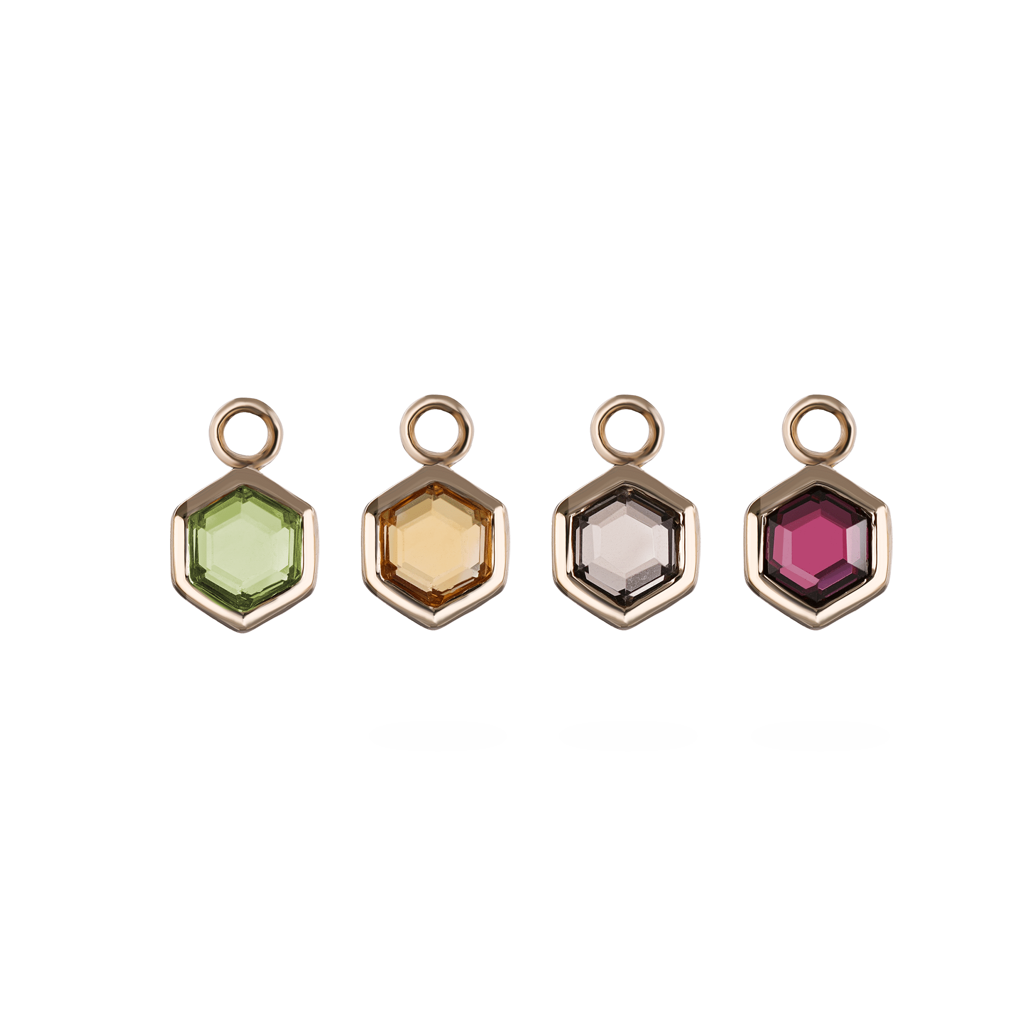 BEATTI Charms Ela • 14K Gold Hexagon Gemstone Hoop Charm Ela • 14K Gold Hexagon Gemstone Hoop Charm