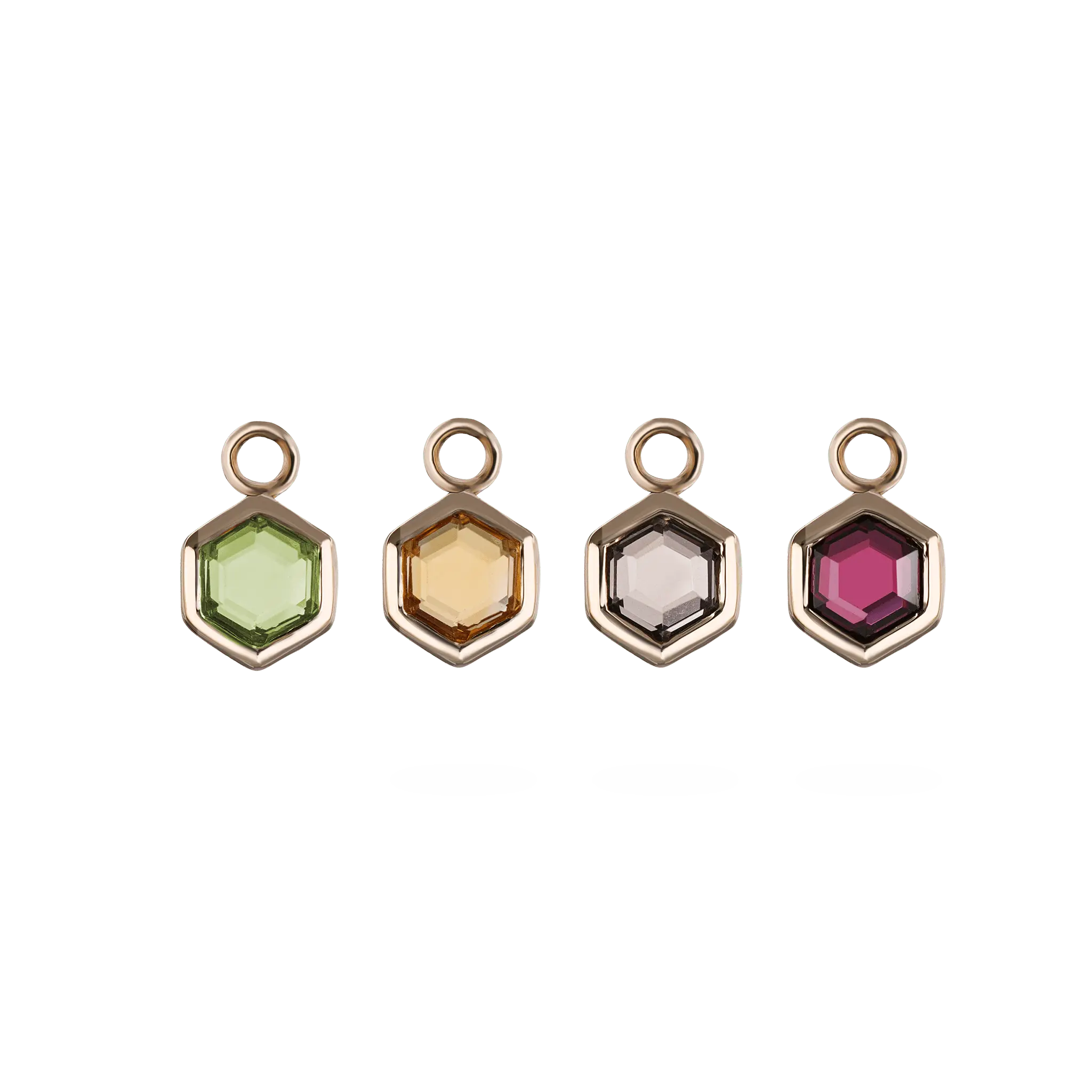 BEATTI Charms Ela • 14K Gold Hexagon Gemstone Hoop Charm Ela • 14K Gold Hexagon Gemstone Hoop Charm