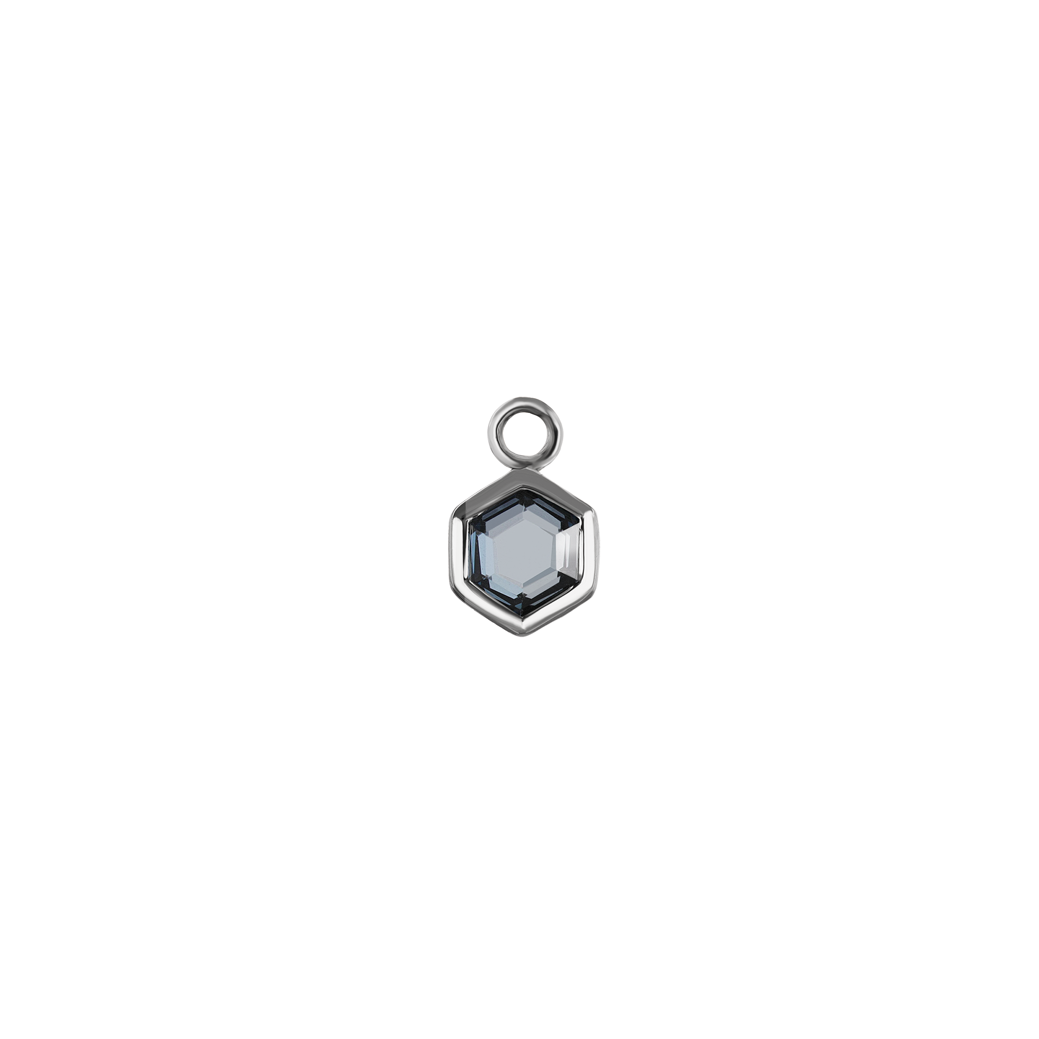 Ela • 14K Gold Hexagon Gemstone Hoop Charm
