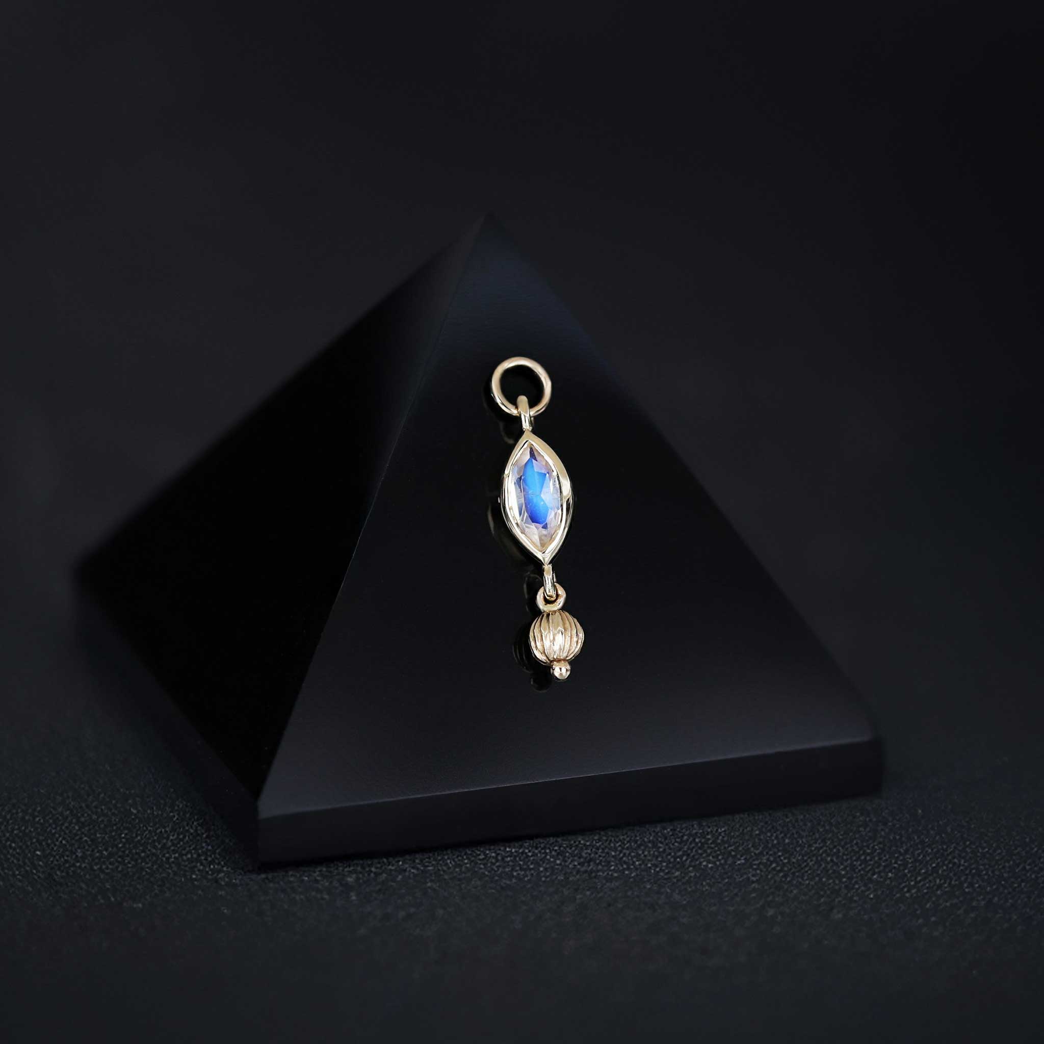 BEATTI Charms BTPG084 • Gemstone Marquise Textured Ball Charm BTPG084 • Gemstone Marquise Textured Ball Charm