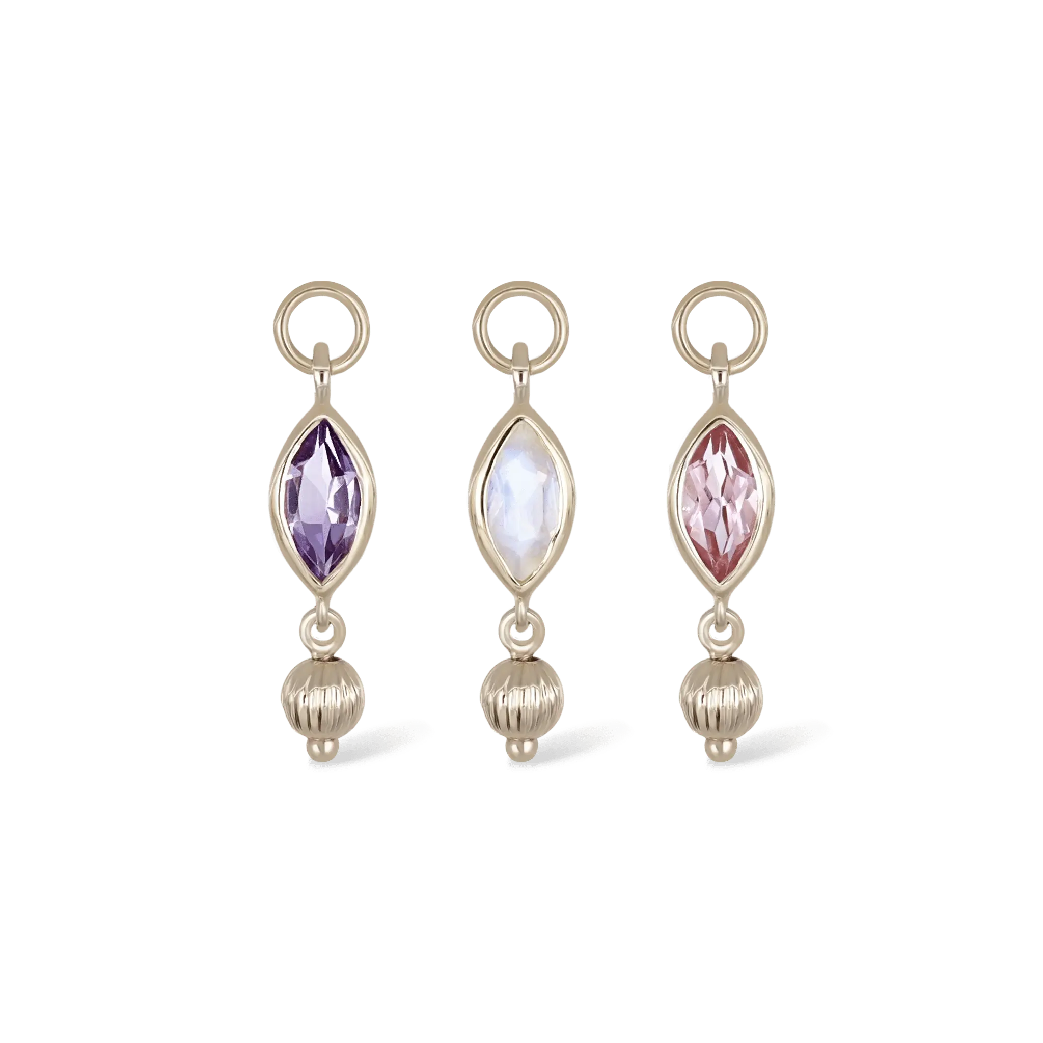 BEATTI Charms BTPG084 • Gemstone Marquise Textured Ball Charm BTPG084 • Gemstone Marquise Textured Ball Charm