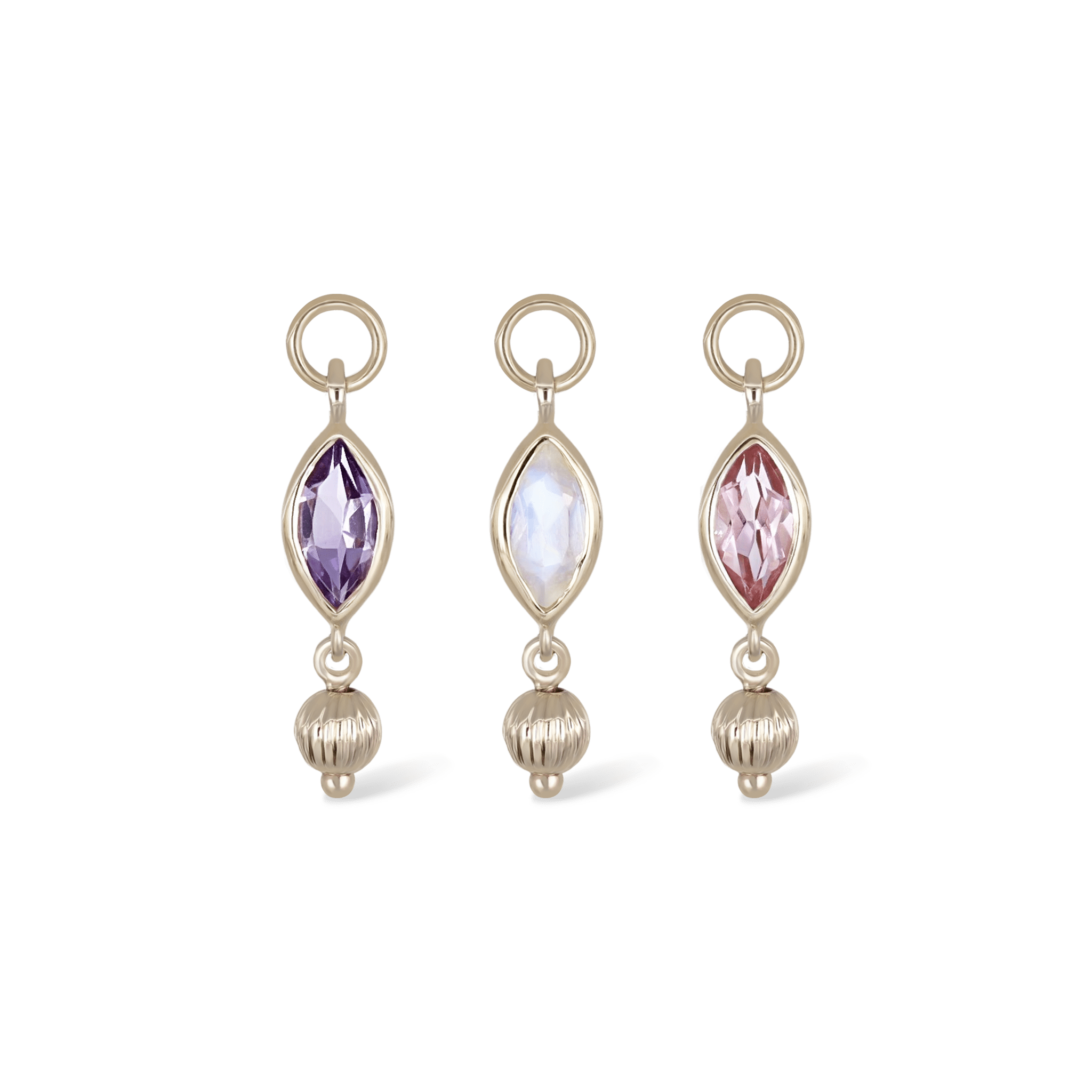 BEATTI Charms BTPG084 • Gemstone Marquise Textured Ball Charm BTPG084 • Gemstone Marquise Textured Ball Charm