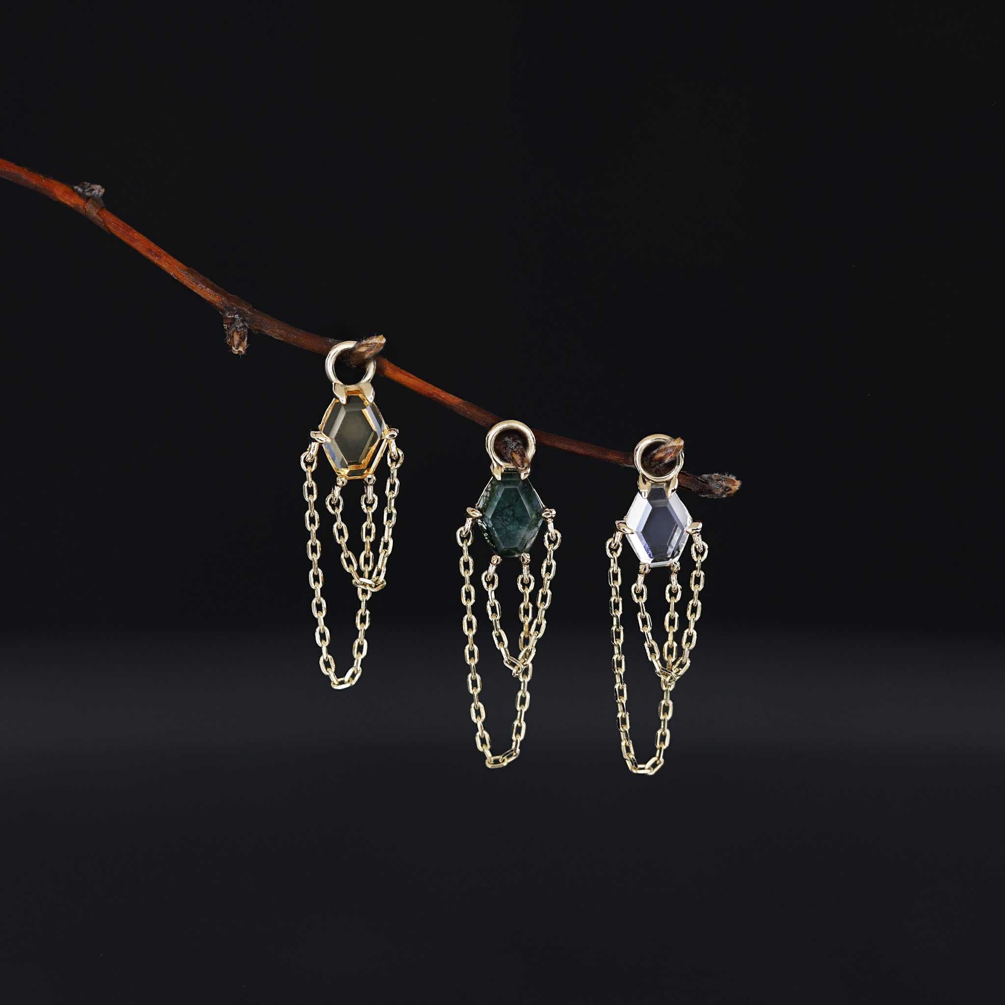 BEATTI Charms BTPG087 • Gemstone Double Tassel Chain Charm BTPG087 • Gemstone Double Tassel Chain Charm