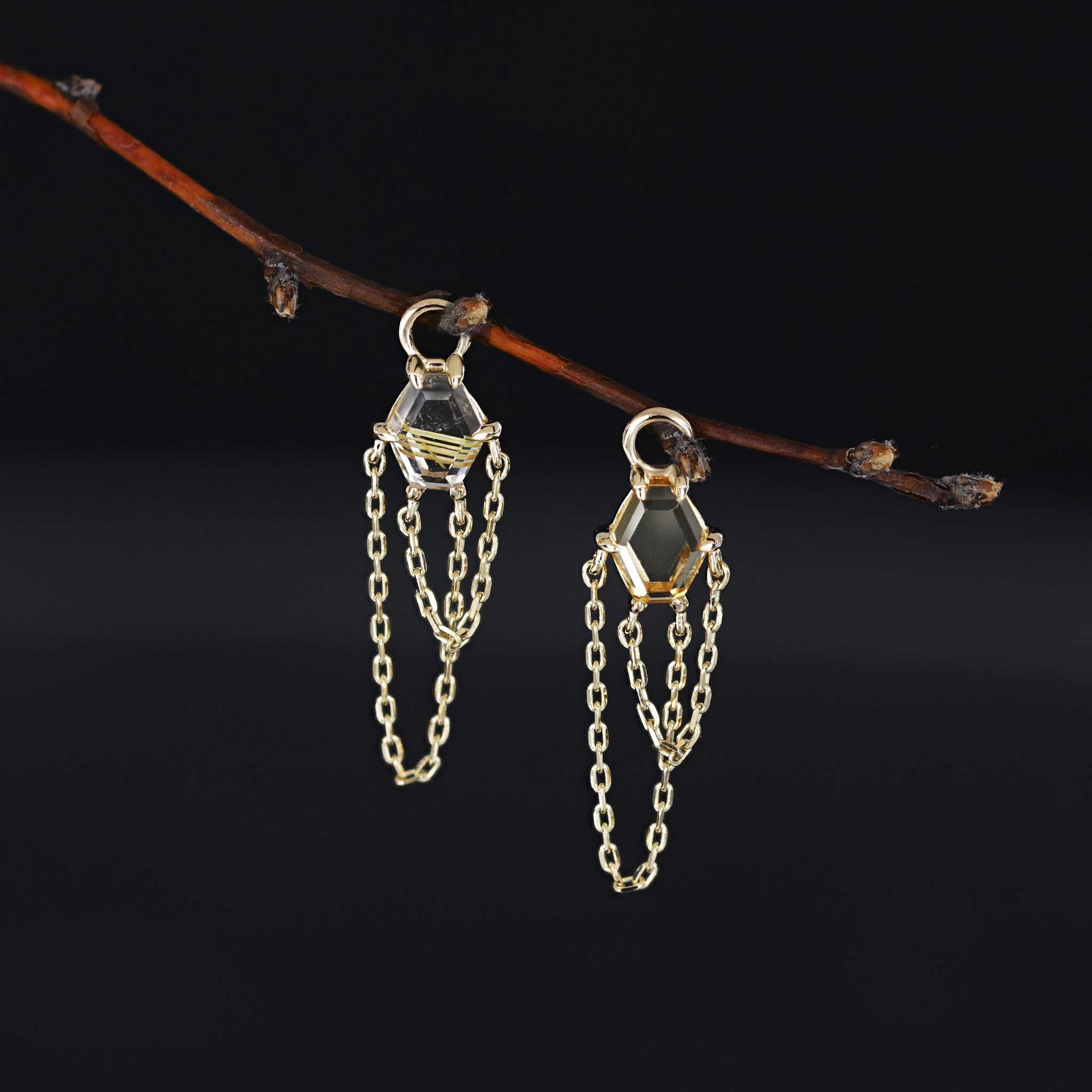 BEATTI Charms BTPG087 • Gemstone Double Tassel Chain Charm BTPG087 • Gemstone Double Tassel Chain Charm