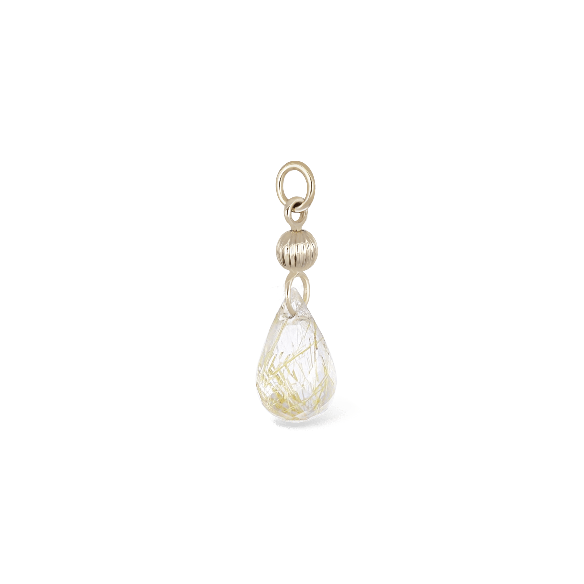 BEATTI Charms Gold / Golden Rutilated Quartz BTPG089 • Gemstone Textured Ball Charm BTPG089 BTPG089 • Gemstone Textured Ball Charm