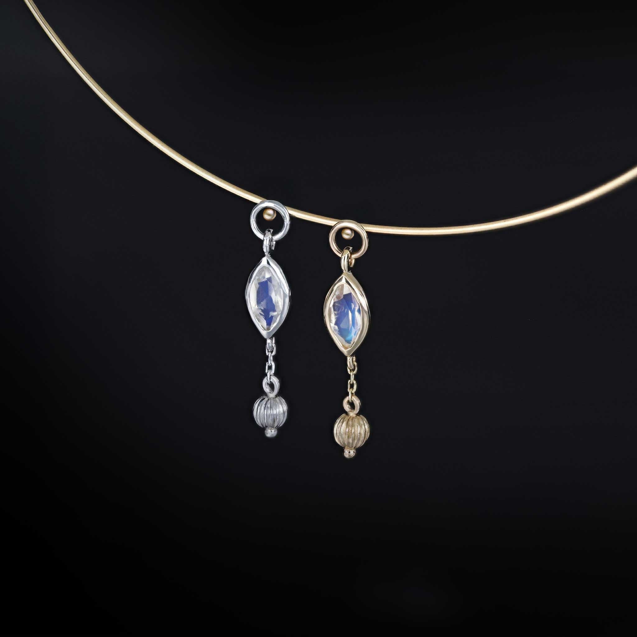 BEATTI Charms BTPG090 • Gemstone Marquise Textured Ball Charm BTPG090 • Gemstone Marquise Textured Ball Charm