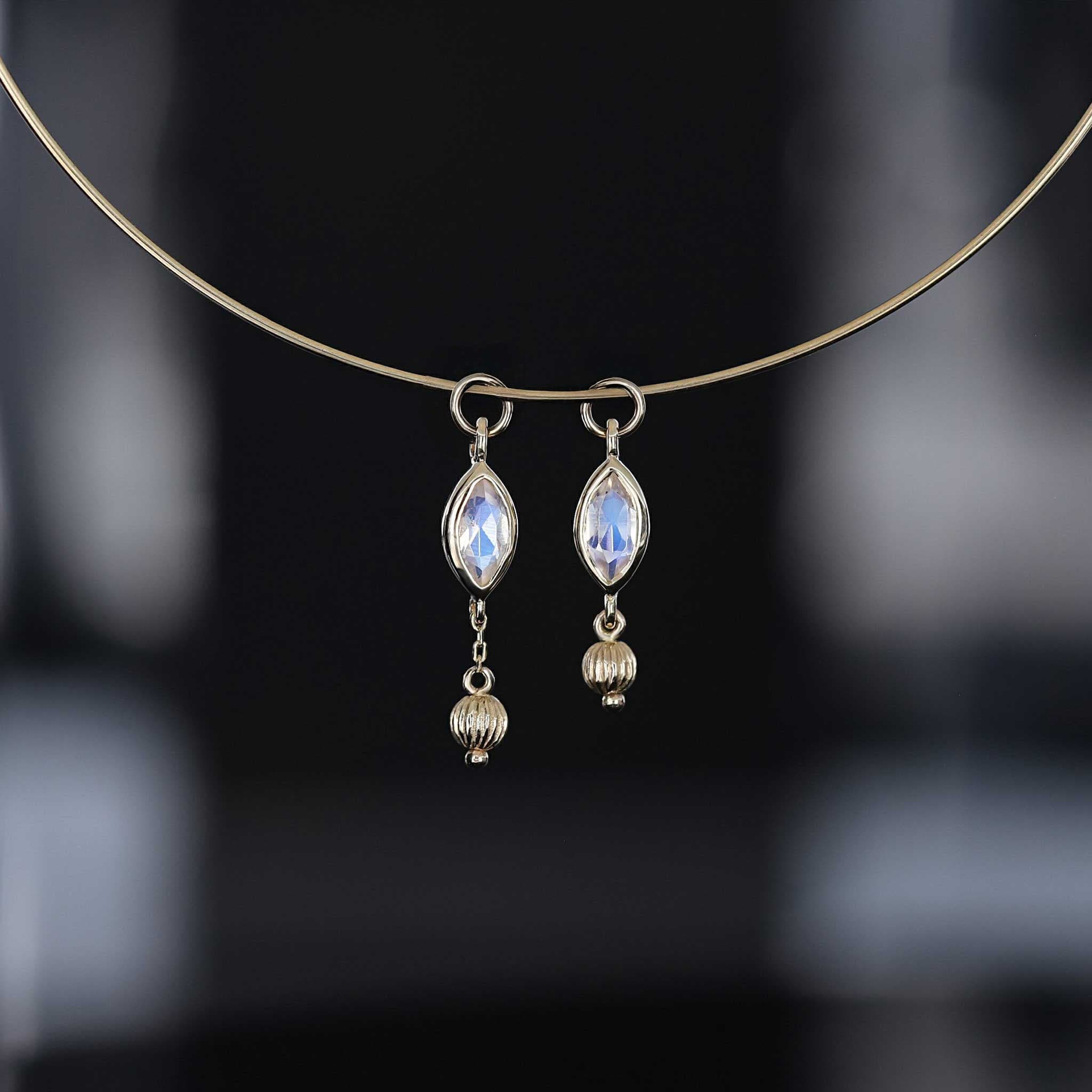 BEATTI Charms BTPG090 • Gemstone Marquise Textured Ball Charm BTPG090 • Gemstone Marquise Textured Ball Charm