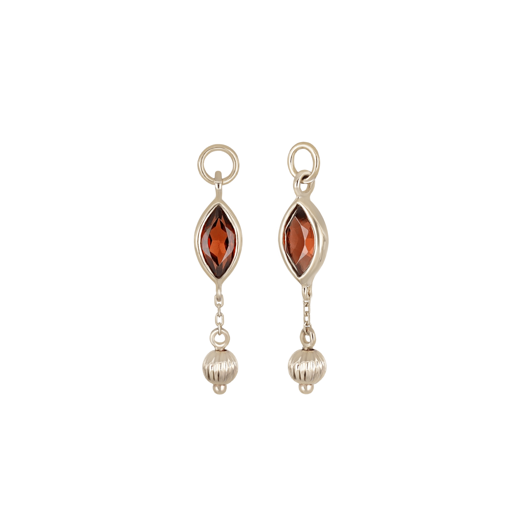 BEATTI Charms BTPG090 • Gemstone Marquise Textured Ball Charm BTPG090 • Gemstone Marquise Textured Ball Charm