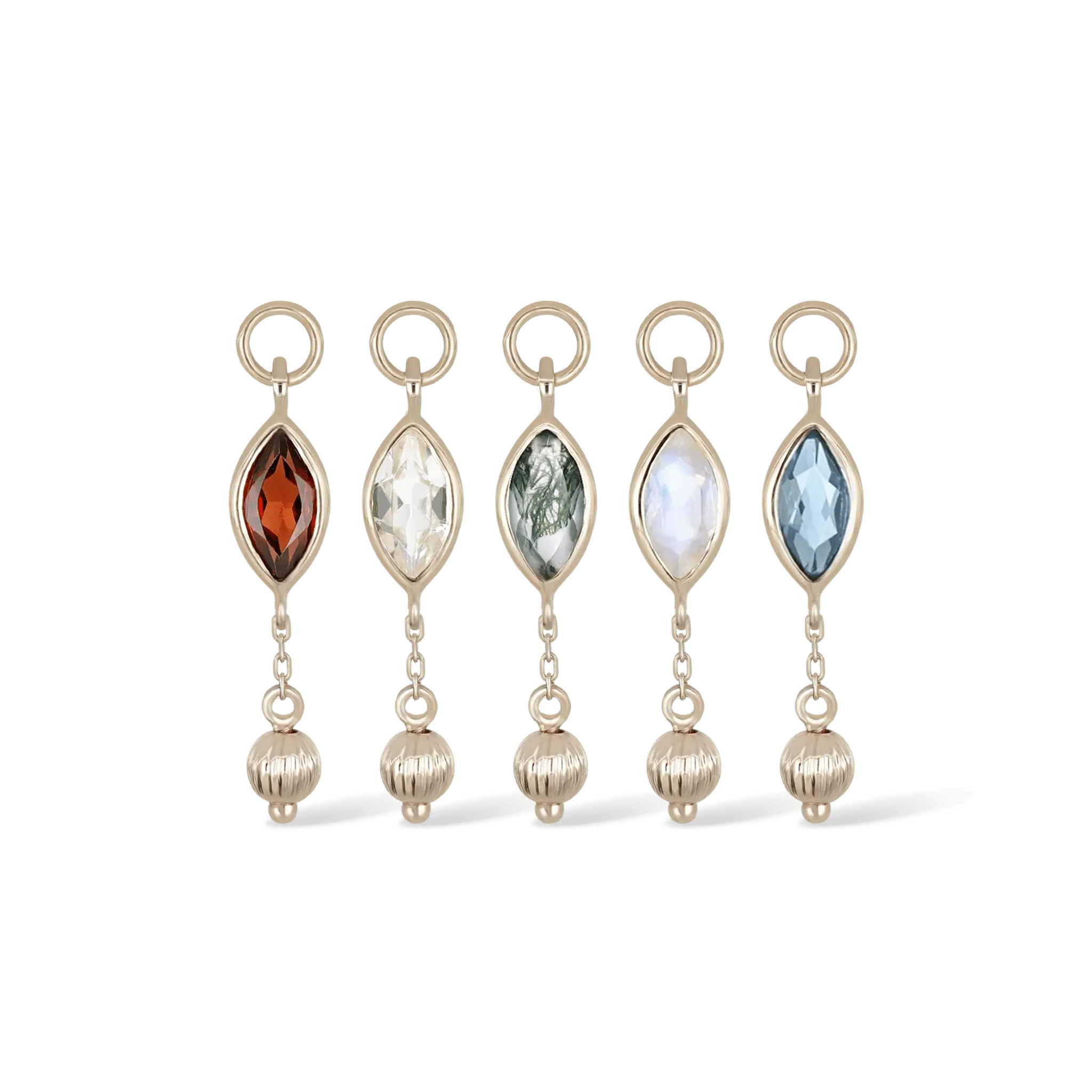 BEATTI Charms BTPG090 • Gemstone Marquise Textured Ball Charm BTPG090 • Gemstone Marquise Textured Ball Charm