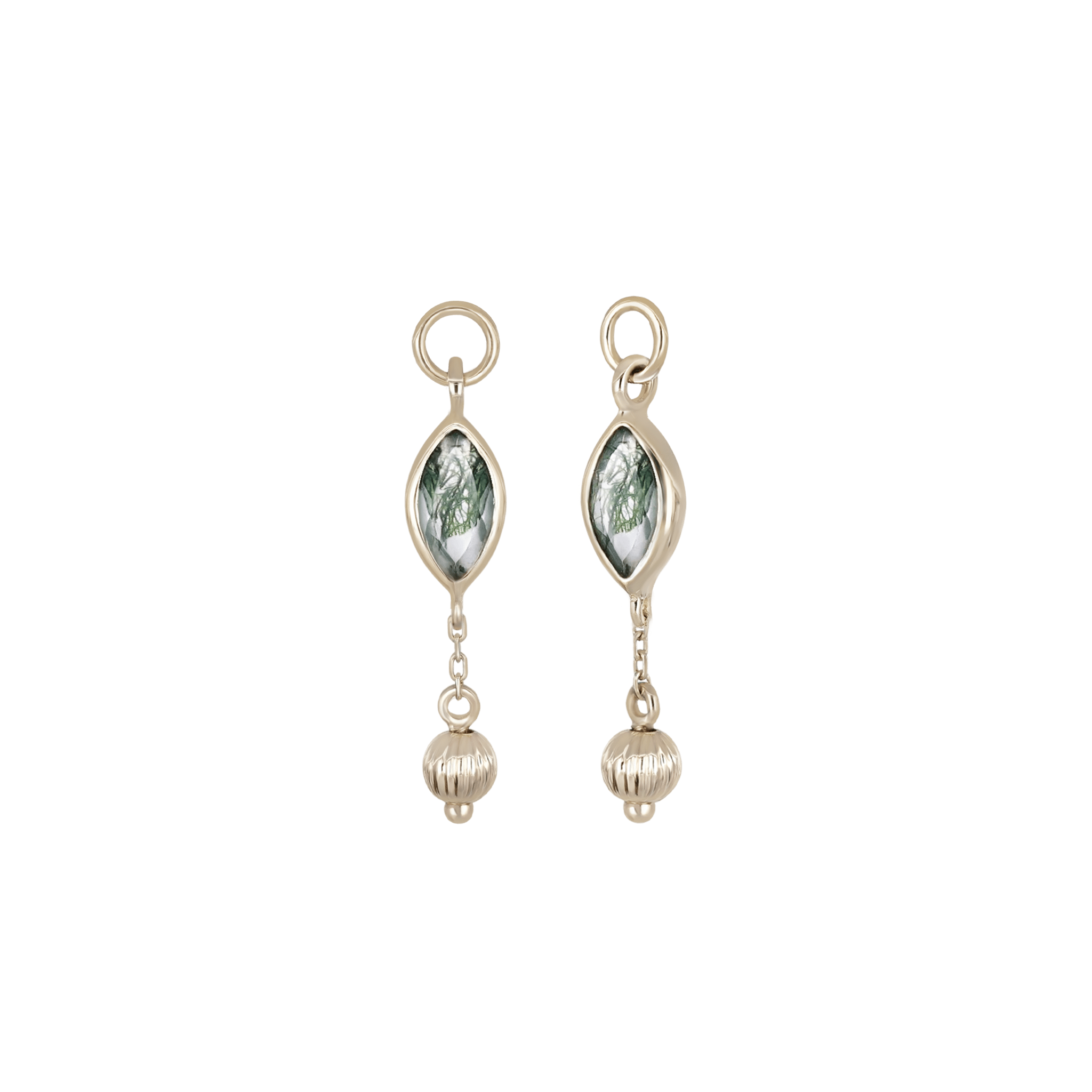 BEATTI Charms BTPG090 • Gemstone Marquise Textured Ball Charm BTPG090 • Gemstone Marquise Textured Ball Charm