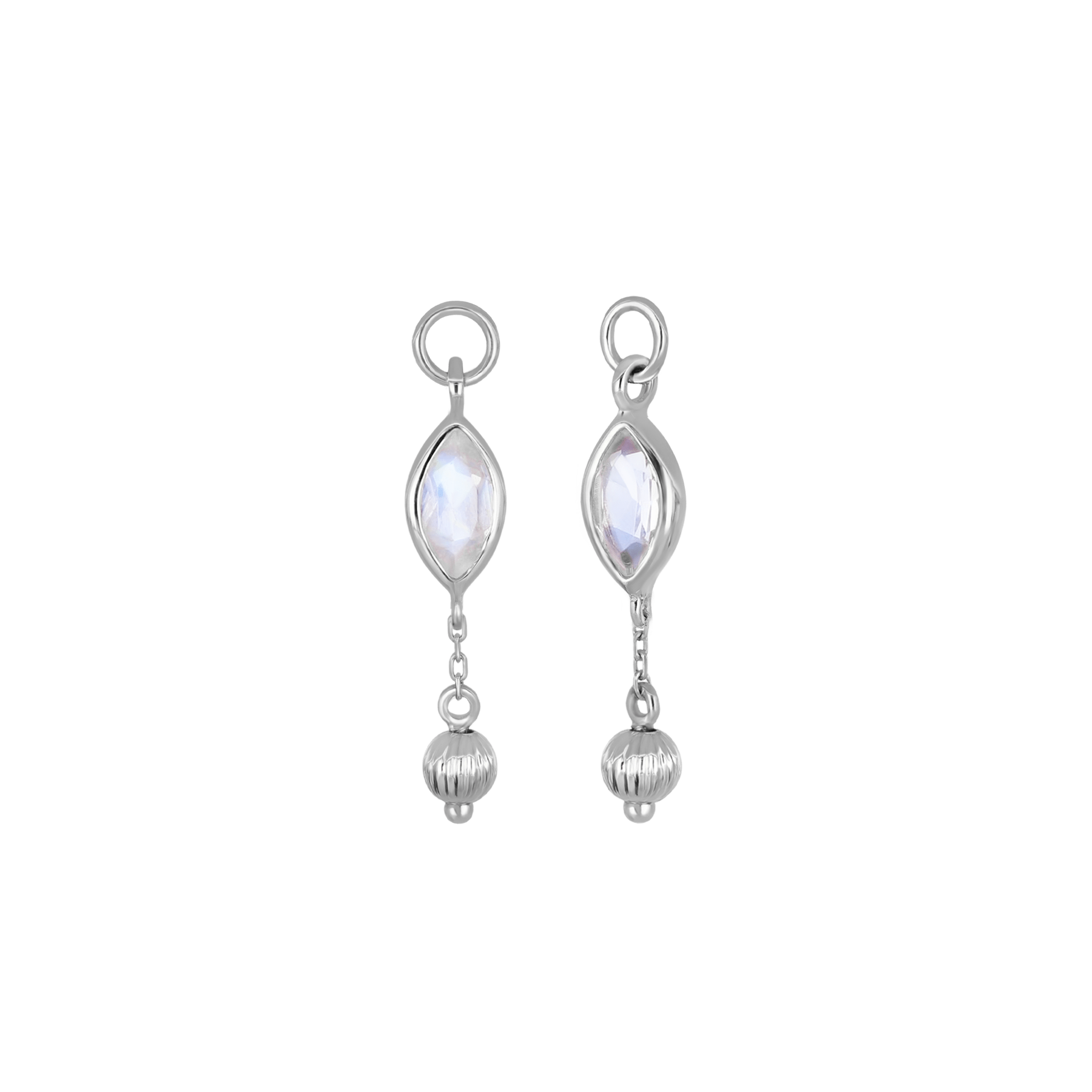 BEATTI Charms BTPG090 • Gemstone Marquise Textured Ball Charm BTPG090 • Gemstone Marquise Textured Ball Charm