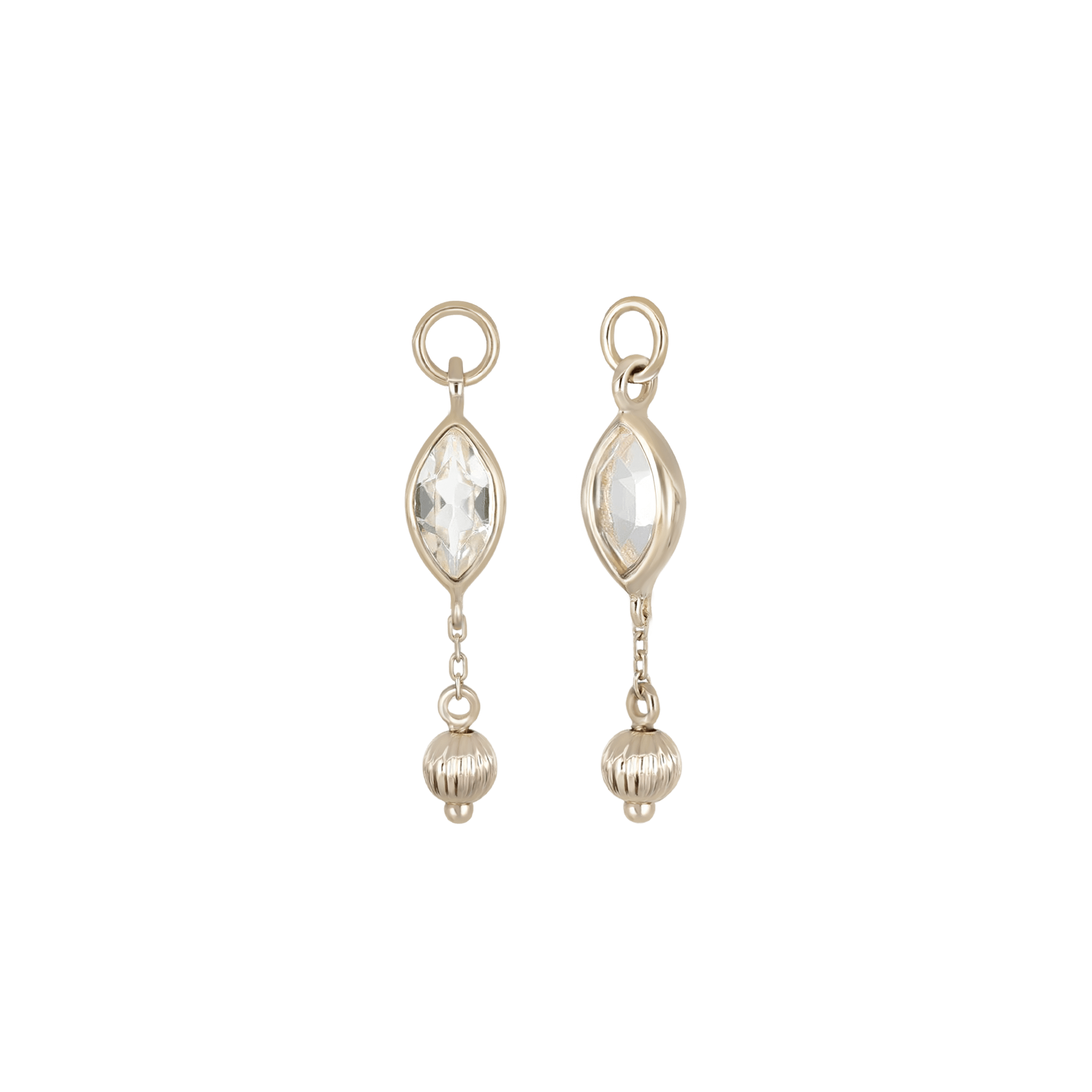BEATTI Charms BTPG090 • Gemstone Marquise Textured Ball Charm BTPG090 • Gemstone Marquise Textured Ball Charm