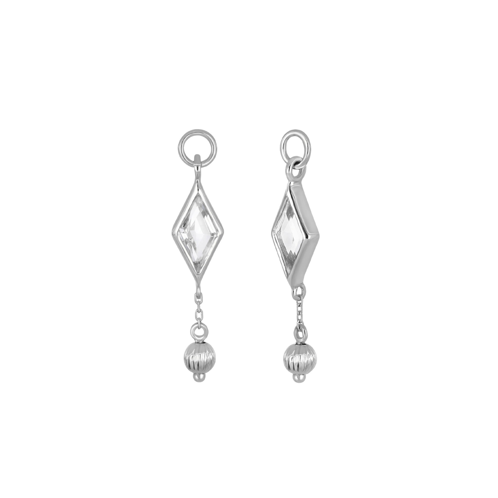 BEATTI Charms BTPG091 • Gemstone Rhombus Textured Ball Charm BTPG091 • Gemstone Rhombus Textured Ball Charm