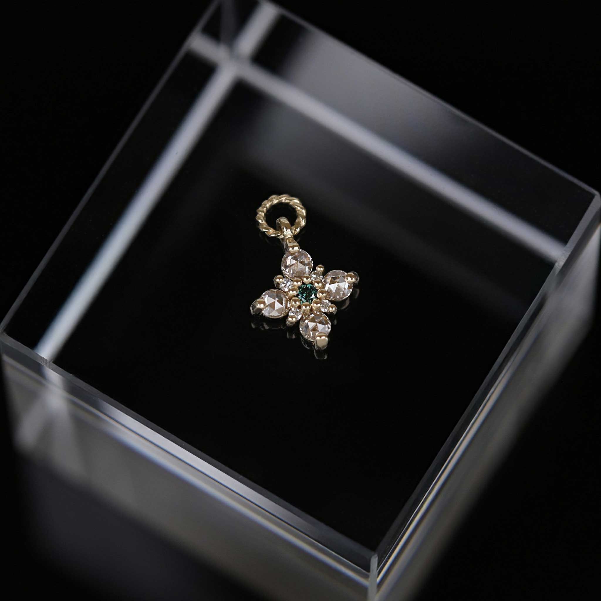 BEATTI Charms Gold / Brown Diamond Flora • Rose Cut Brown Diamonds Hoop Charm BTPG104 BD Flora • Rose Cut Brown Diamonds Hoop Charm