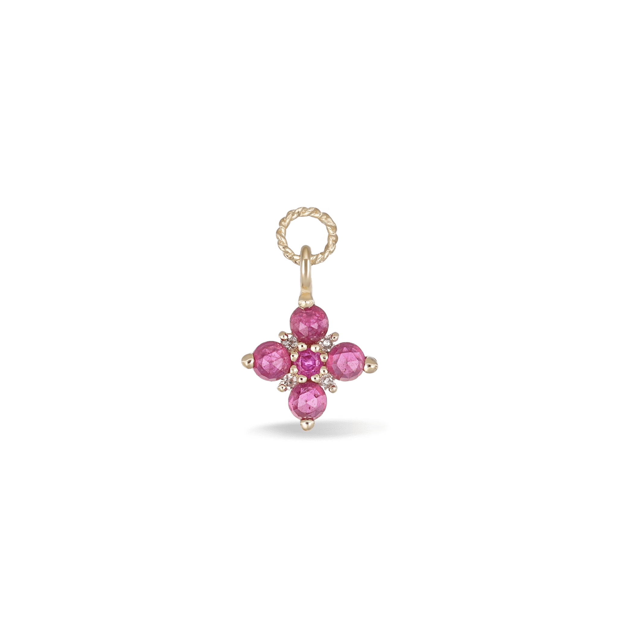 Flora • Rose Cut Ruby and Diamonds Hoop Charm