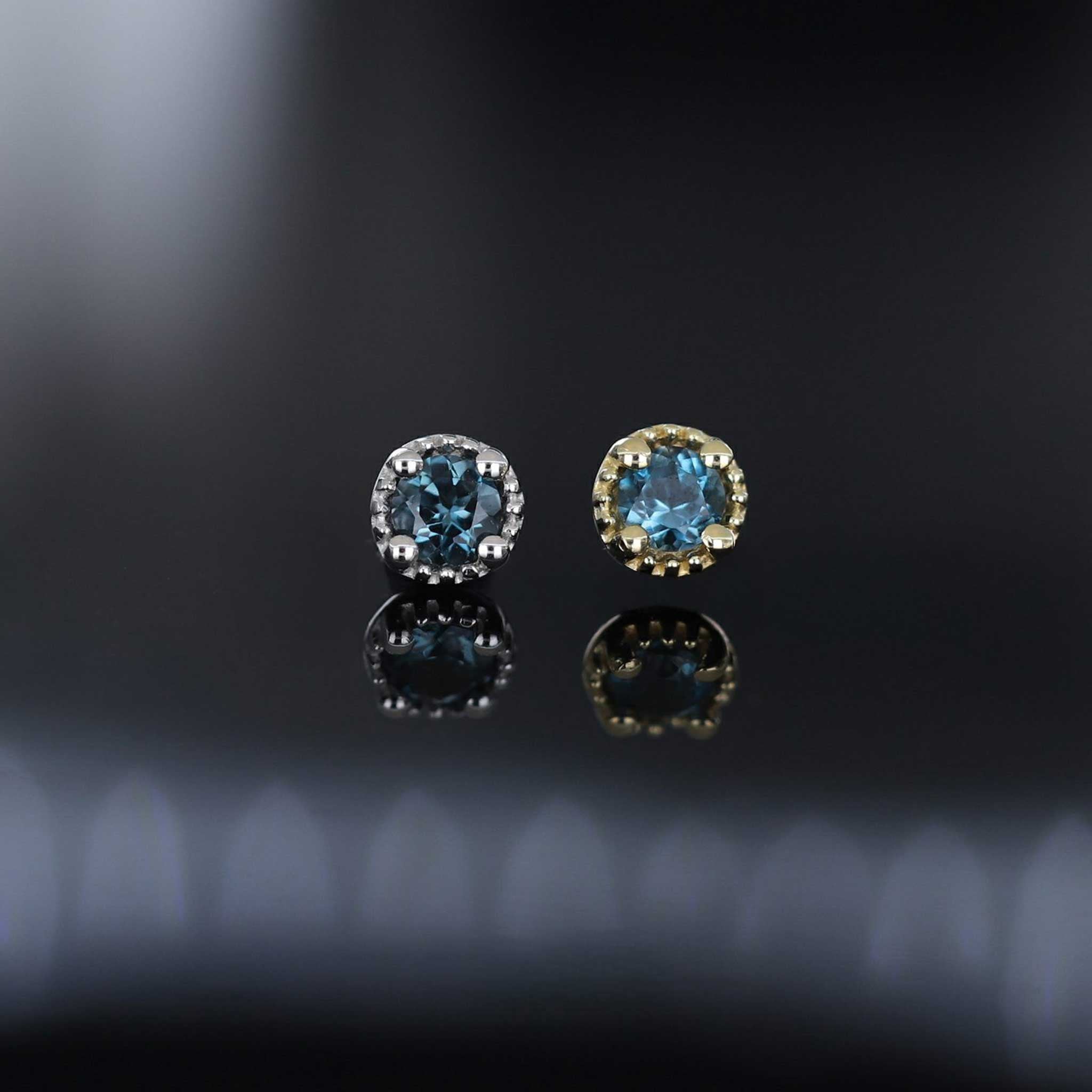 BEATTI Threadless Ends Stella • Blue Topaz Threadless Ends 925 Silver/Titanium Stella • Blue Topaz Threadless Ends 925 Silver/Titanium