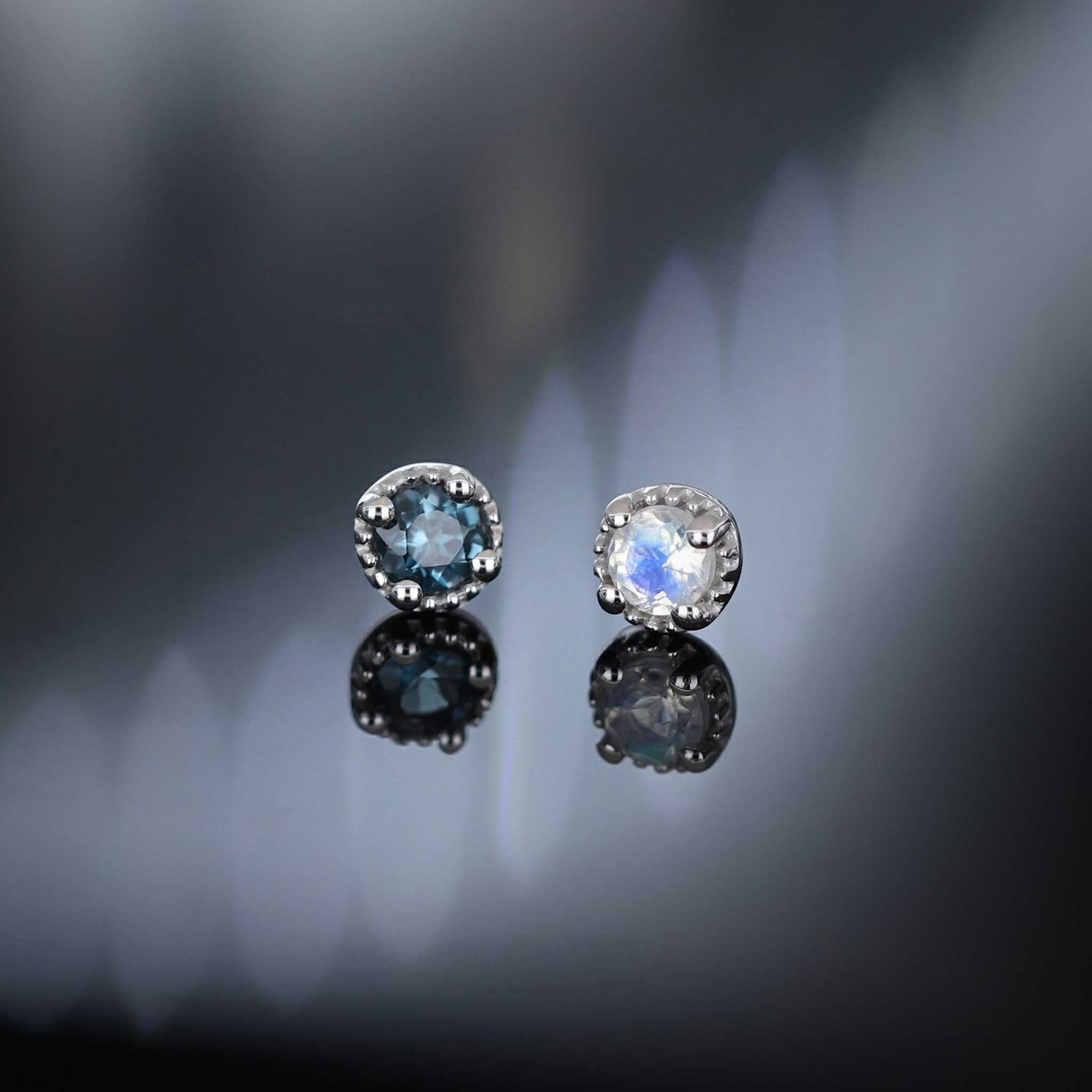 BEATTI Threadless Ends Stella • Blue Topaz Threadless Ends 925 Silver/Titanium Stella • Blue Topaz Threadless Ends 925 Silver/Titanium