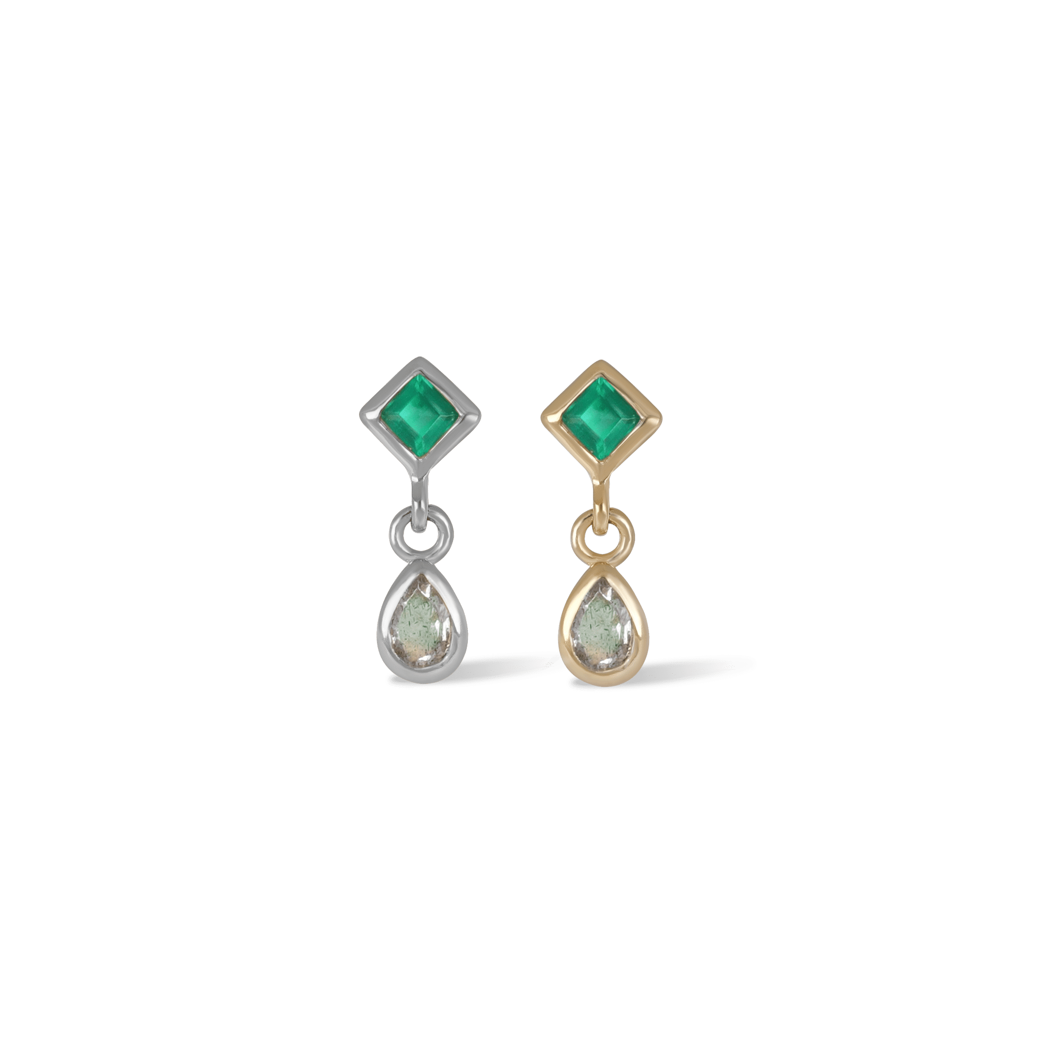 BEATTI Threadless Ends Rena • Green Onyx & Labradorite Flat Back Earring Rena • Green Onyx & Labradorite Flat Back Earring