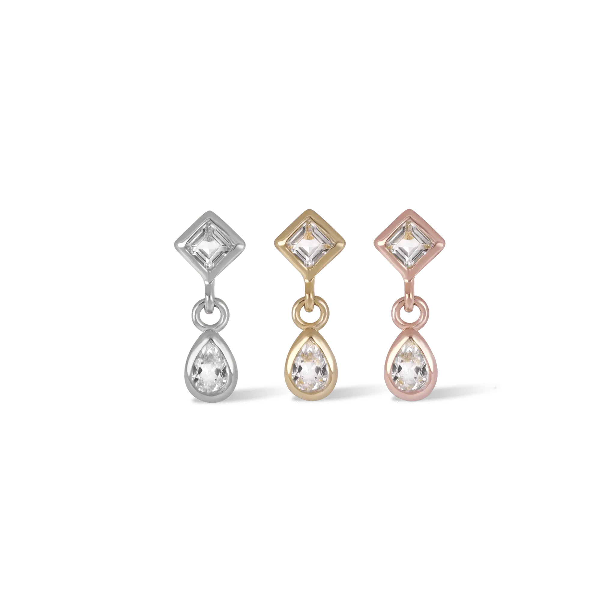 BEATTI Threadless Ends Rena • White Topaz Threadless Ends Rena • White Topaz Threadless Ends