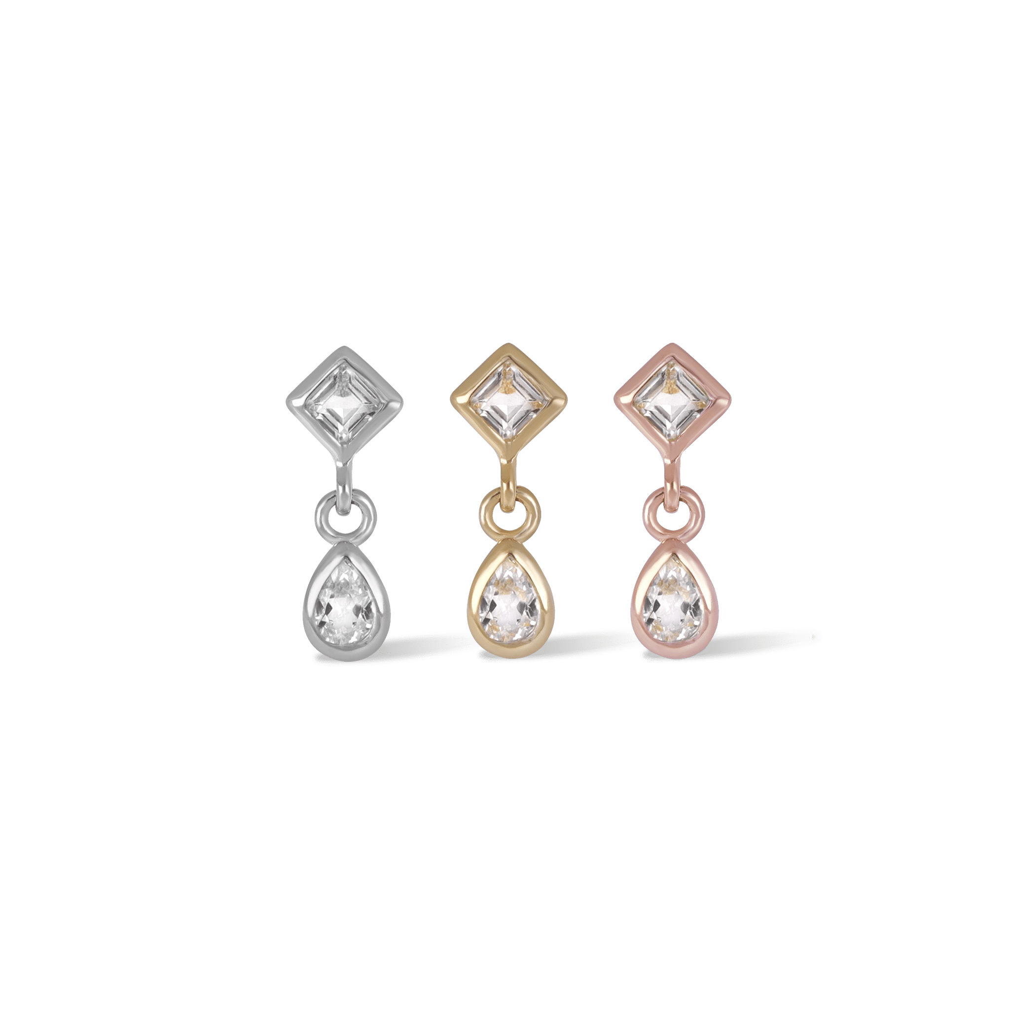 BEATTI Threadless Ends Rena • White Topaz Threadless Ends Rena • White Topaz Threadless Ends