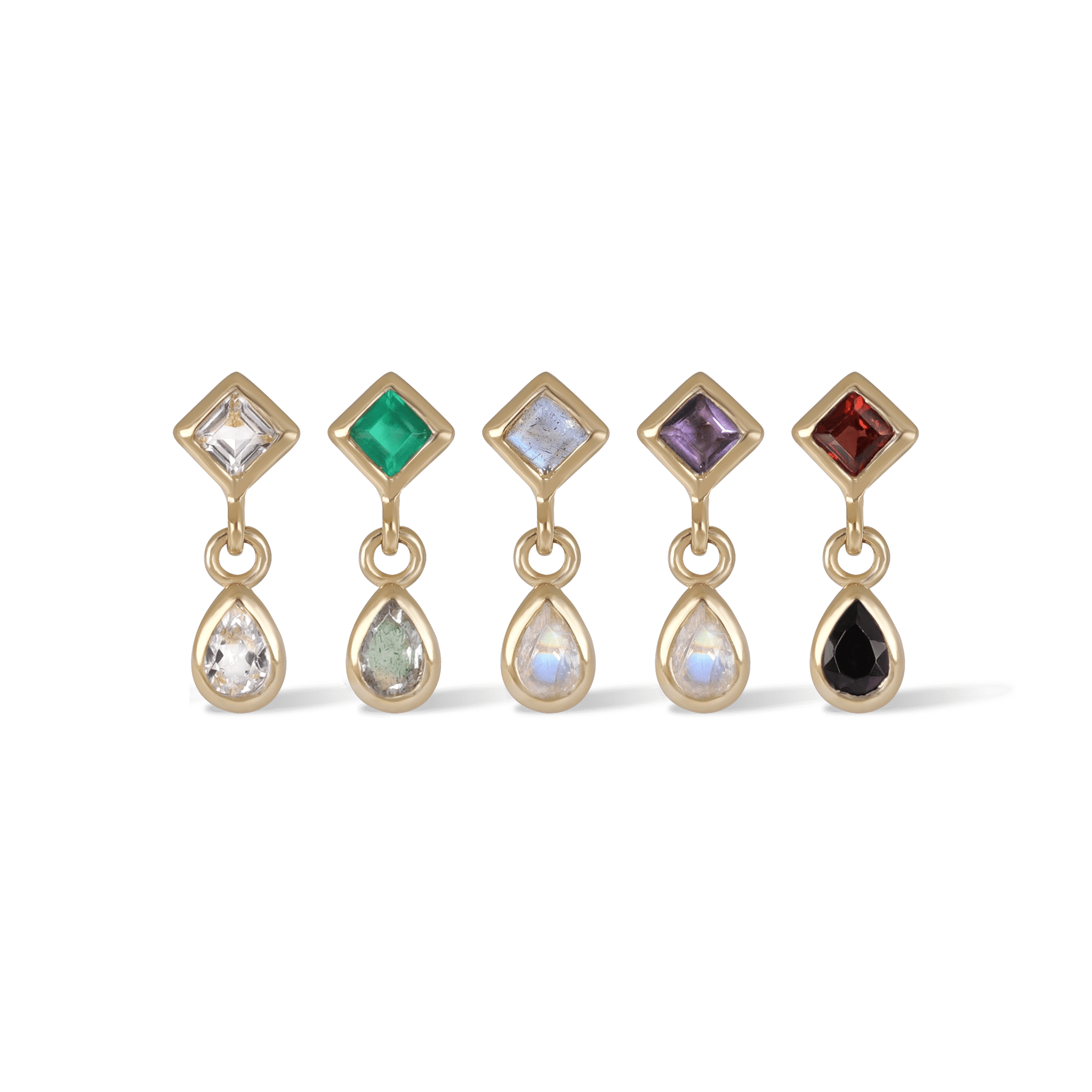 BEATTI Threadless Ends Gold / White Topaz / Single Rena • White Topaz Threadless Ends BTPR036 Rena • White Topaz Threadless Ends