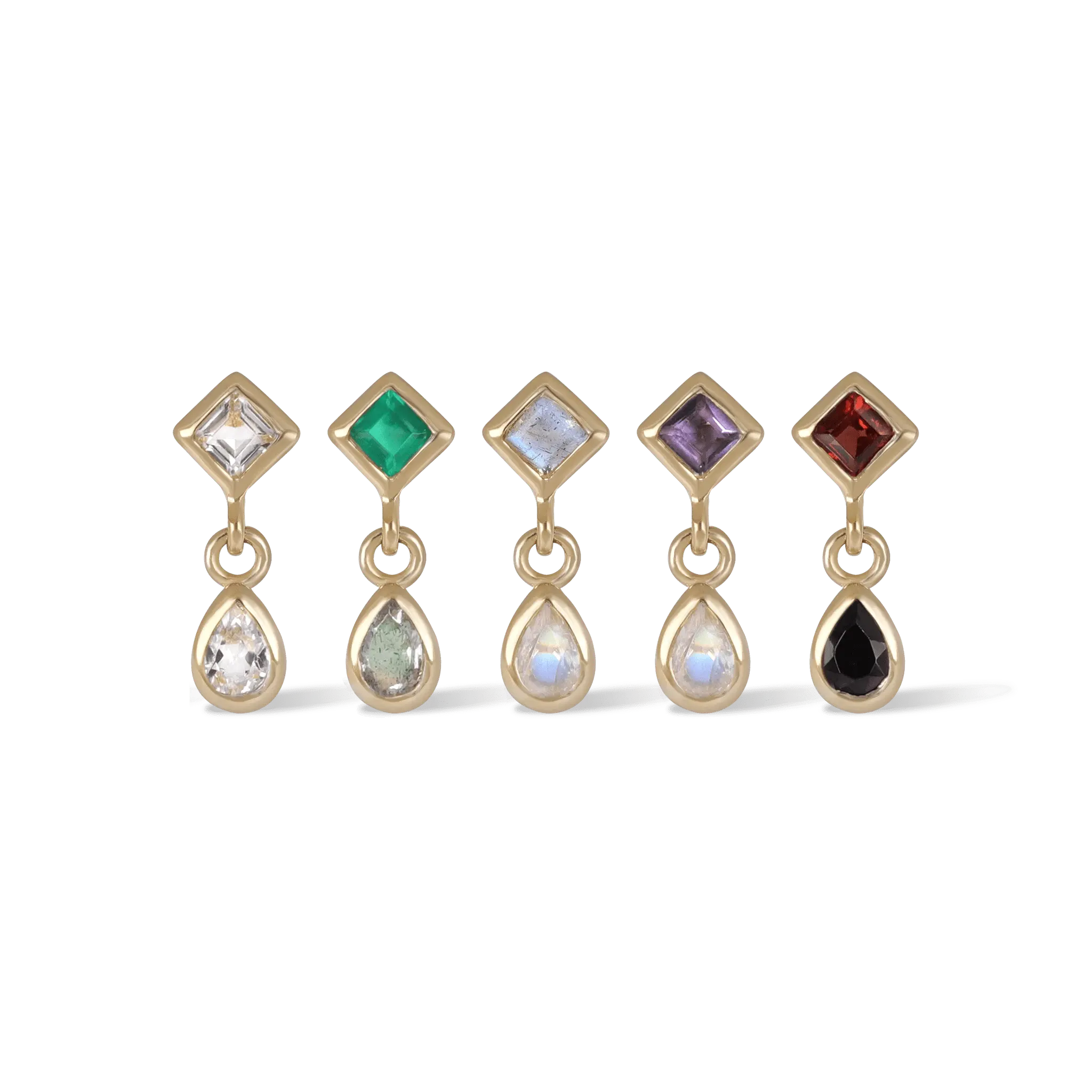 BEATTI Threadless Ends Gold / White Topaz / Single Rena • White Topaz Threadless Ends BTPR036 Rena • White Topaz Threadless Ends