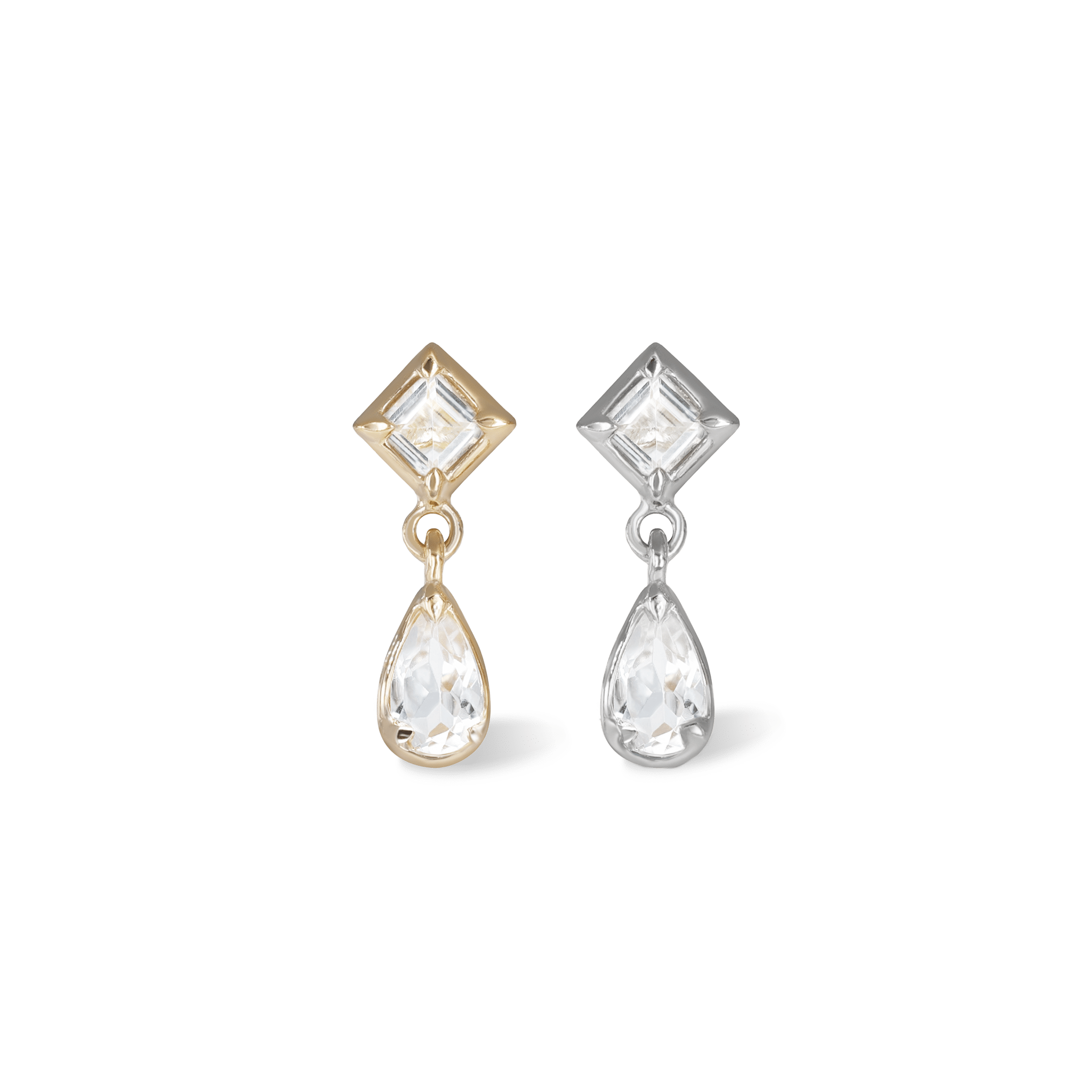 BEATTI Threadless Ends Esther • White Topaz Flat Back Stud Esther • White Topaz Flat Back Stud