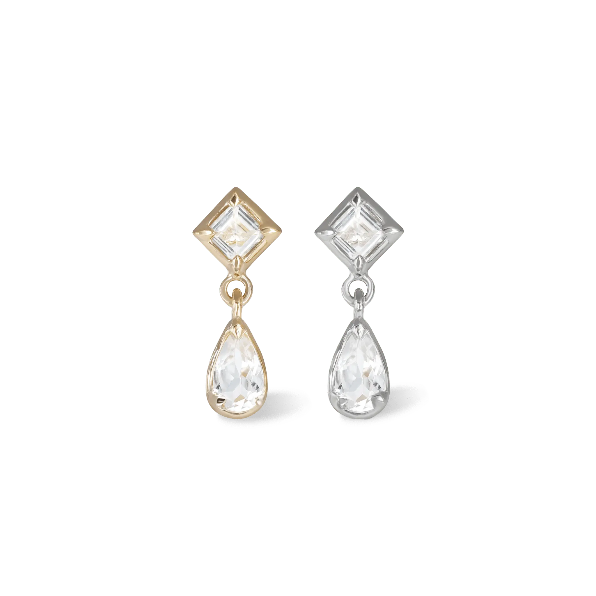 BEATTI Threadless Ends Esther • White Topaz Flat Back Stud Esther • White Topaz Flat Back Stud