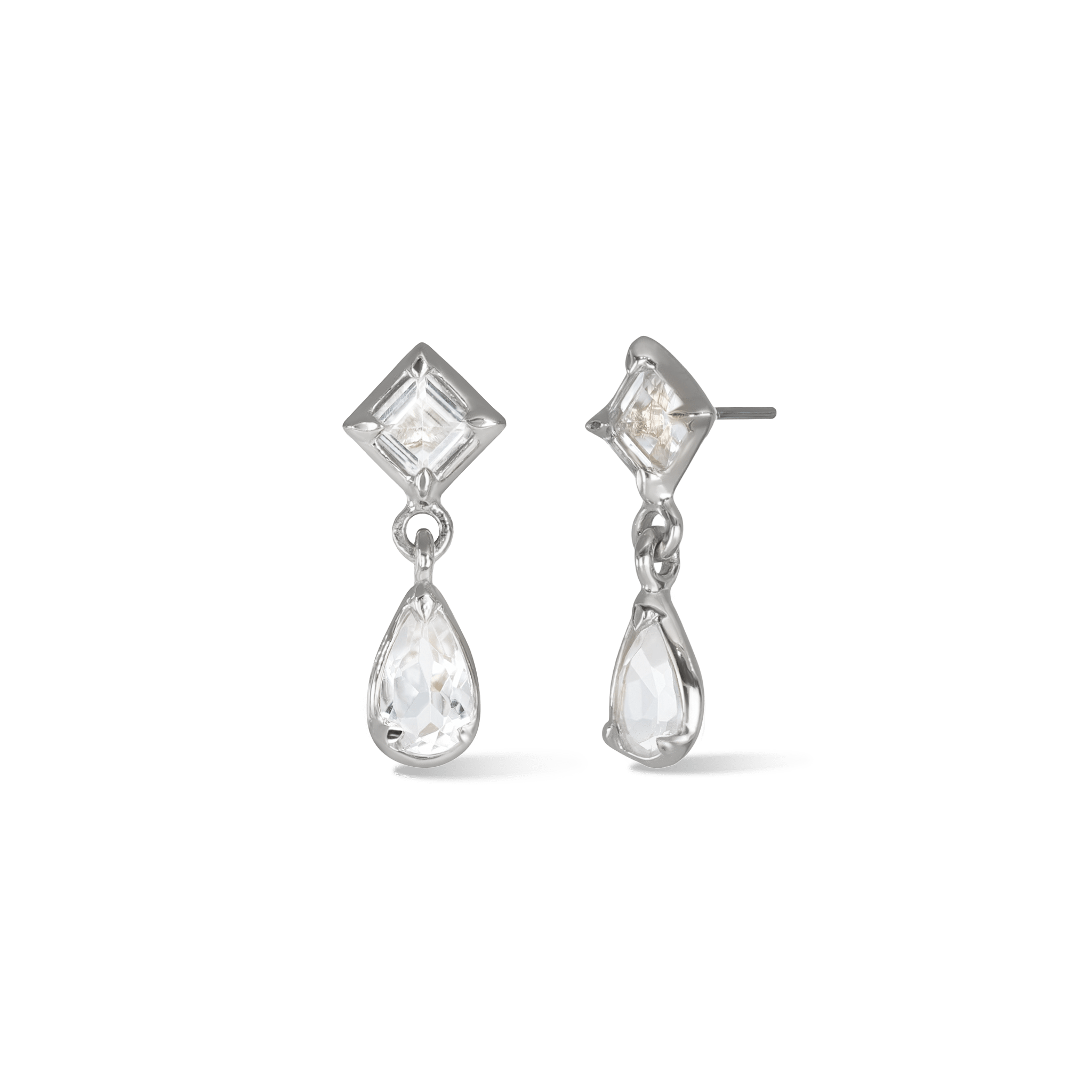 BEATTI Threadless Ends Esther • White Topaz Flat Back Stud Esther • White Topaz Flat Back Stud