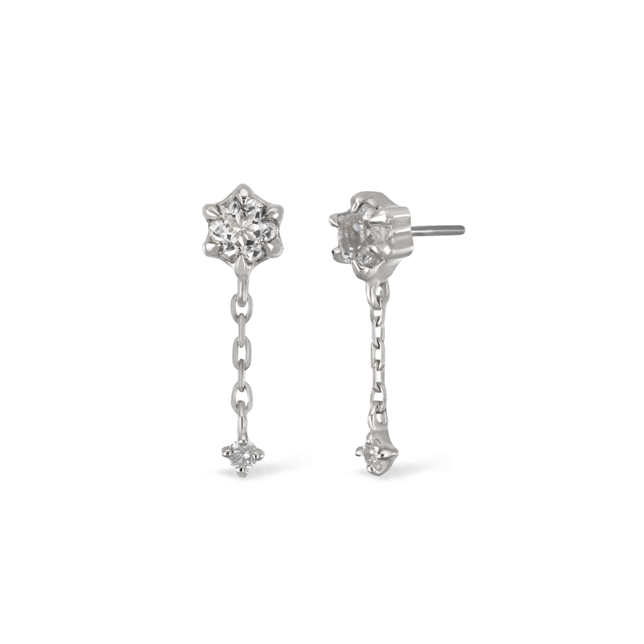 Starfall • White Topaz + Diamond Flat Back Stud