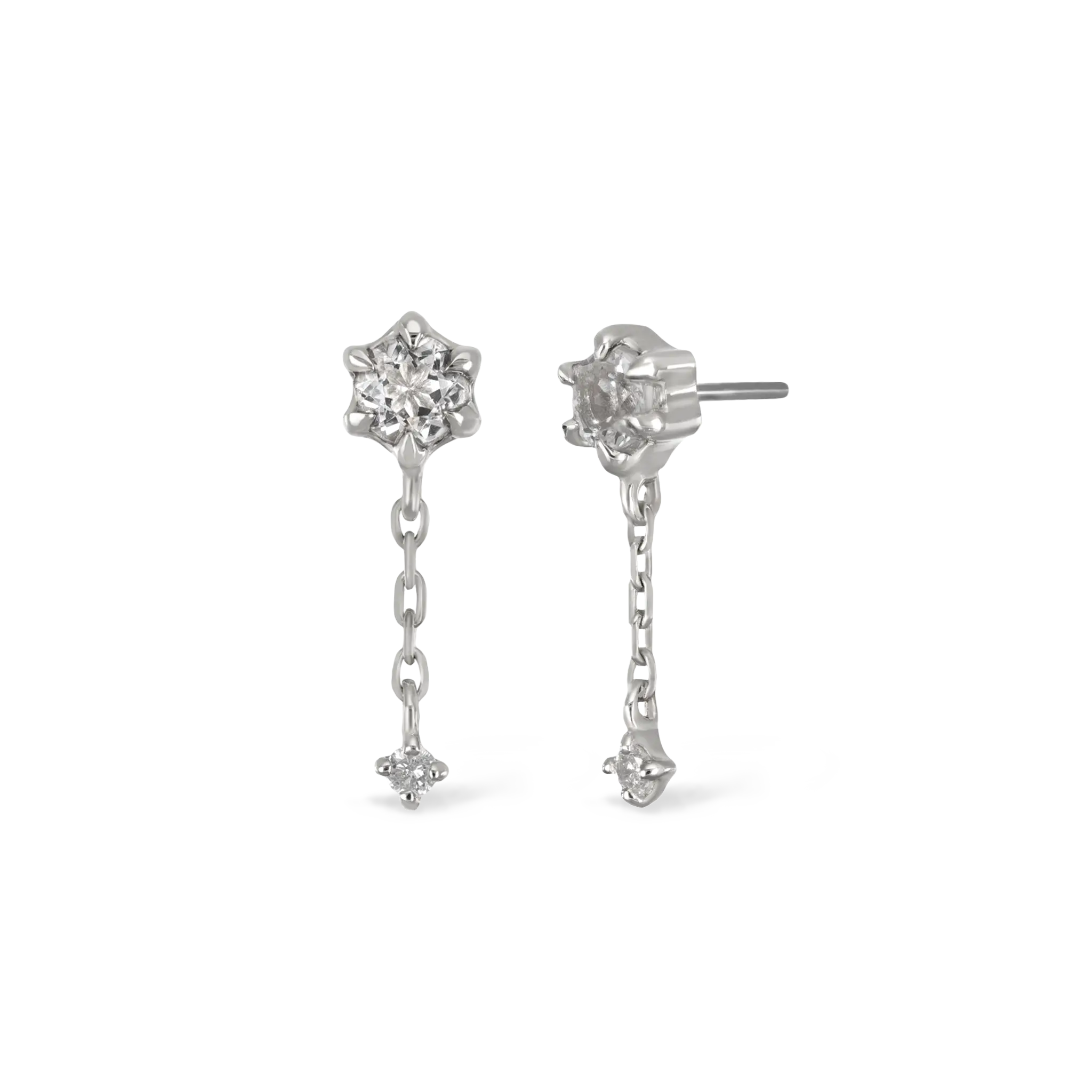 Starfall • White Topaz + Diamond Flat Back Stud - BEATTI