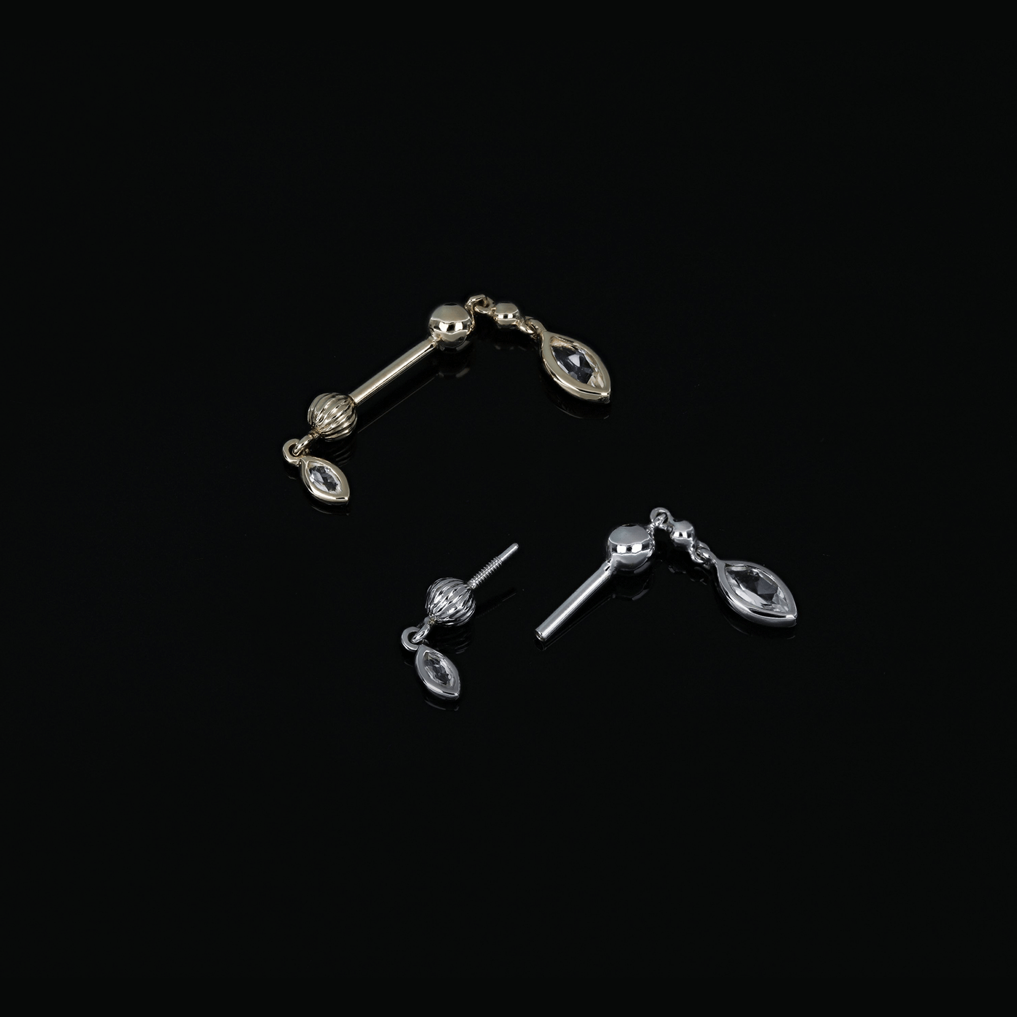 BEATTI Internal Thread BTPRG068 • 14K Solid Gold Double Barbell Internally Threaded BTPRG068 • 14K Solid Gold Double Barbell Internally Threaded