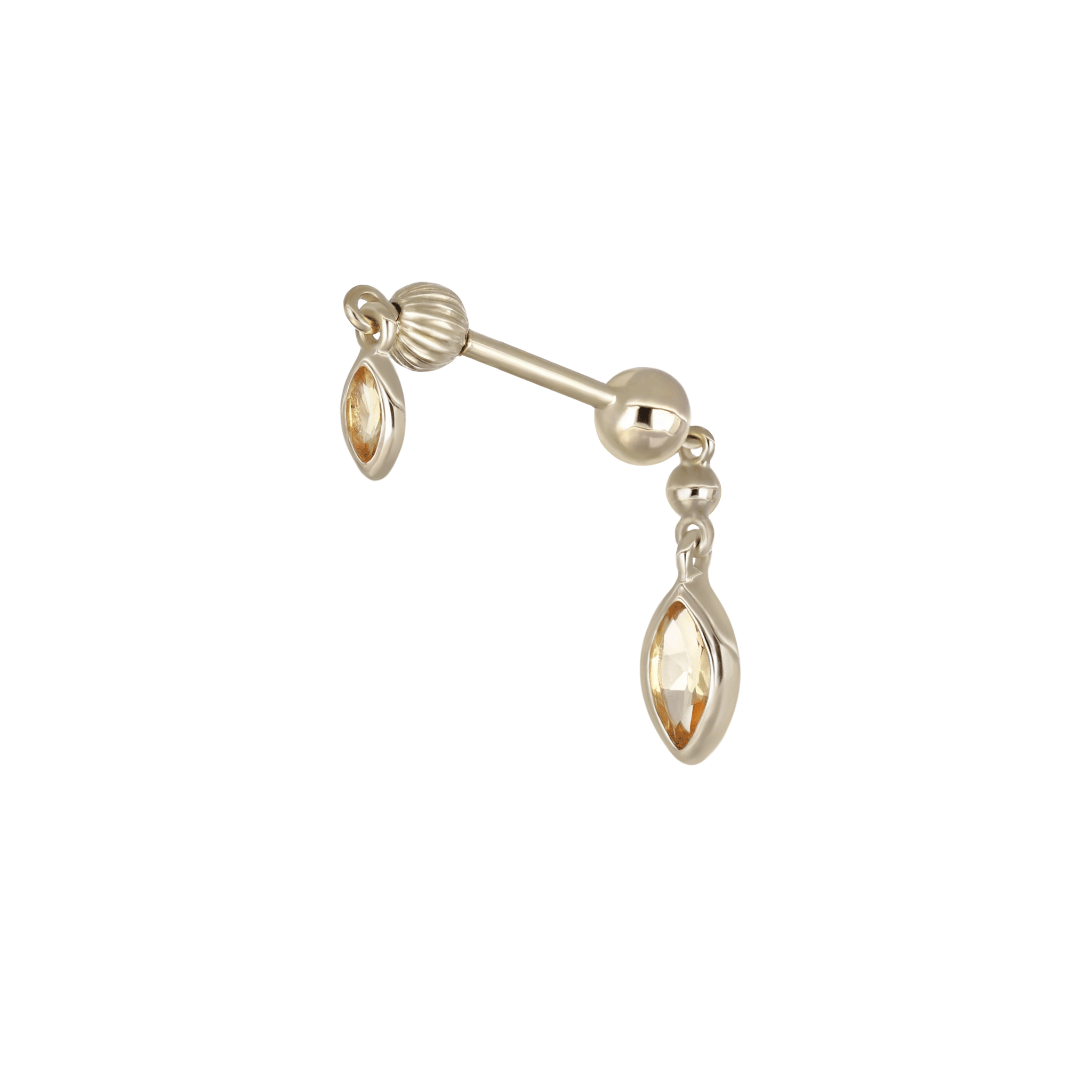 BEATTI Internal Thread BTPRG068 • 14K Solid Gold Double Barbell Internally Threaded BTPRG068 • 14K Solid Gold Double Barbell Internally Threaded