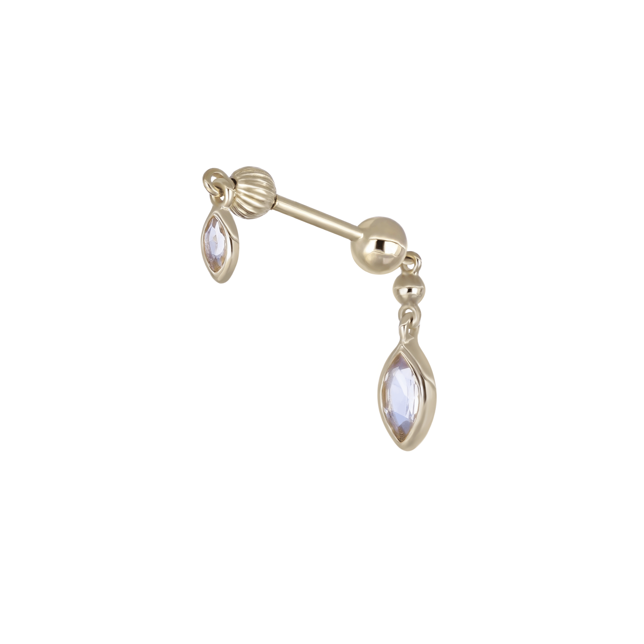 BEATTI Internal Thread BTPRG068 • 14K Solid Gold Double Barbell Internally Threaded BTPRG068 • 14K Solid Gold Double Barbell Internally Threaded