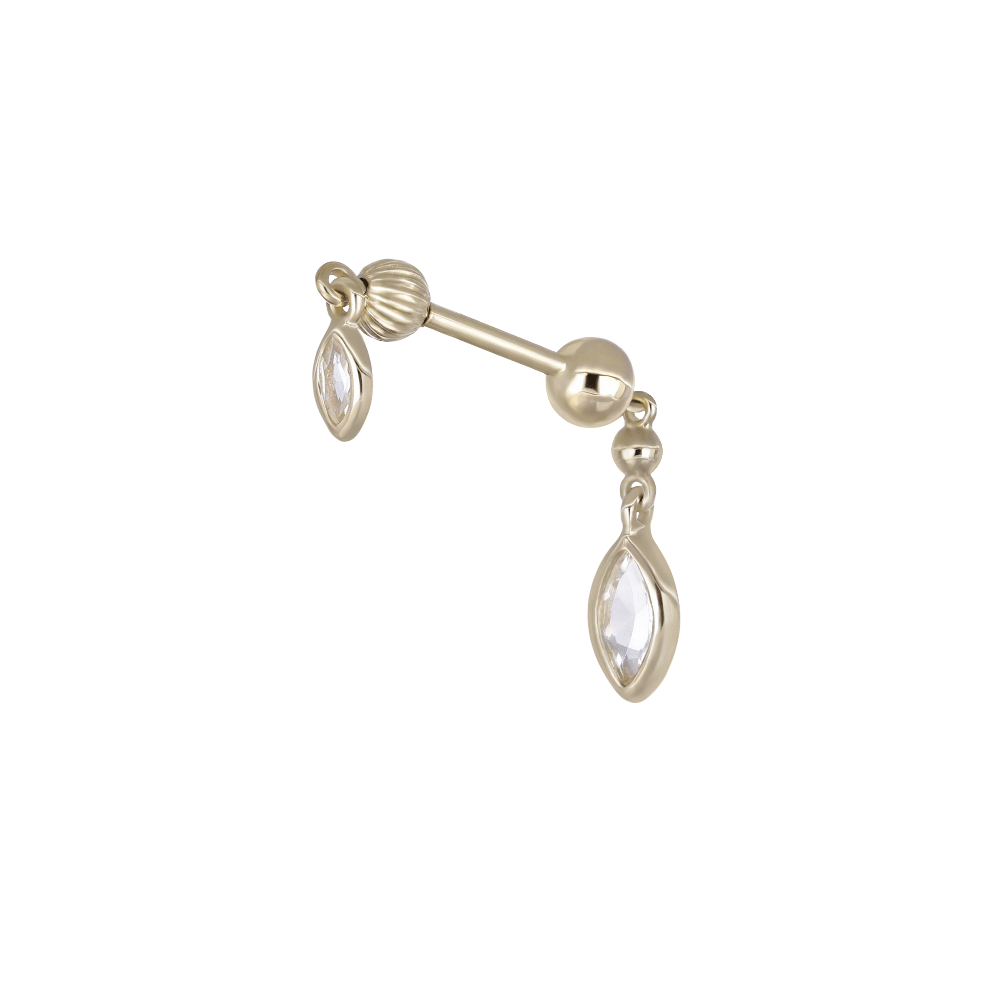 BEATTI Internal Thread BTPRG068 • 14K Solid Gold Double Barbell Internally Threaded BTPRG068 • 14K Solid Gold Double Barbell Internally Threaded