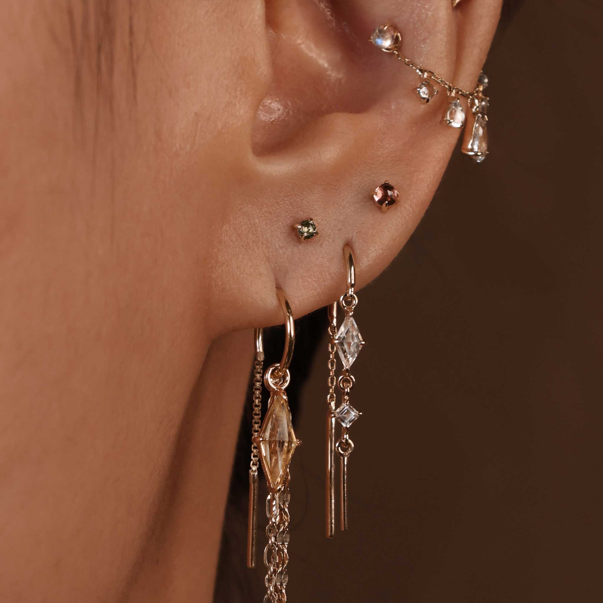 BEATTI Threadless Ends 2mm Rose Cut Diamond 4-Prong Flat Back Stud 2mm Rose Cut Diamond 4-Prong Flat Back Stud