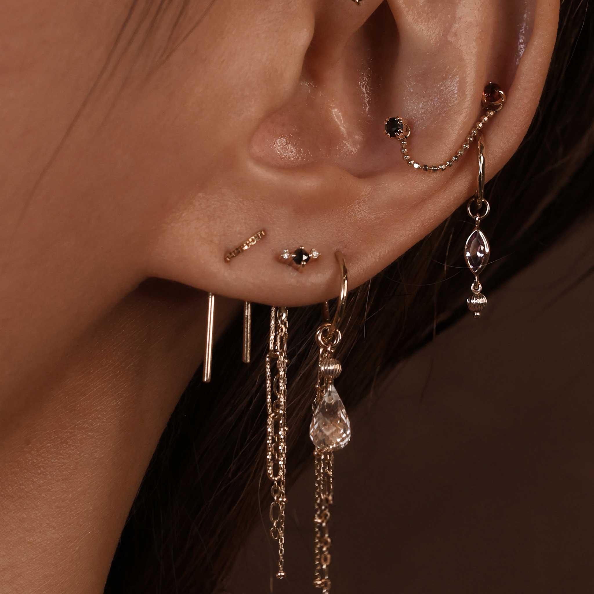 BEATTI Threadless Ends Astrid • Rose Cut Diamond Trio Flat Back Stud Astrid • Rose Cut Diamond Trio Flat Back Stud