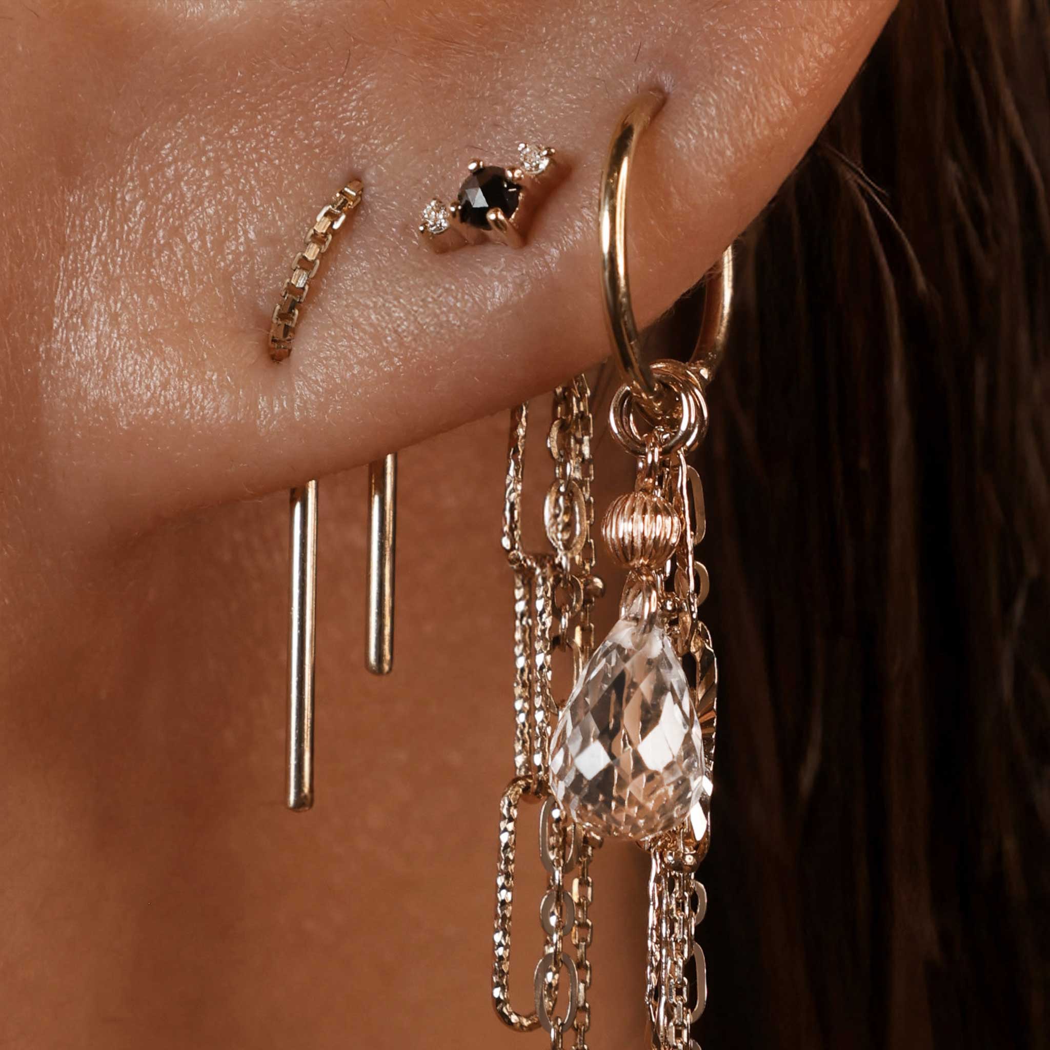 BEATTI Threadless Ends Astrid • Rose Cut Diamond Trio Flat Back Stud Astrid • Rose Cut Diamond Trio Flat Back Stud