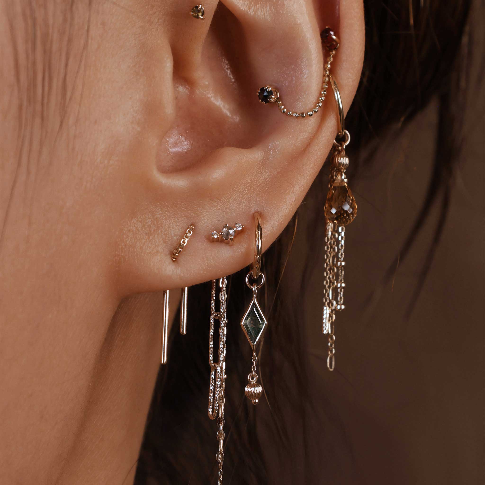 BEATTI Threadless Ends Astrid • Rose Cut Diamond Trio Flat Back Stud Astrid • Rose Cut Diamond Trio Flat Back Stud