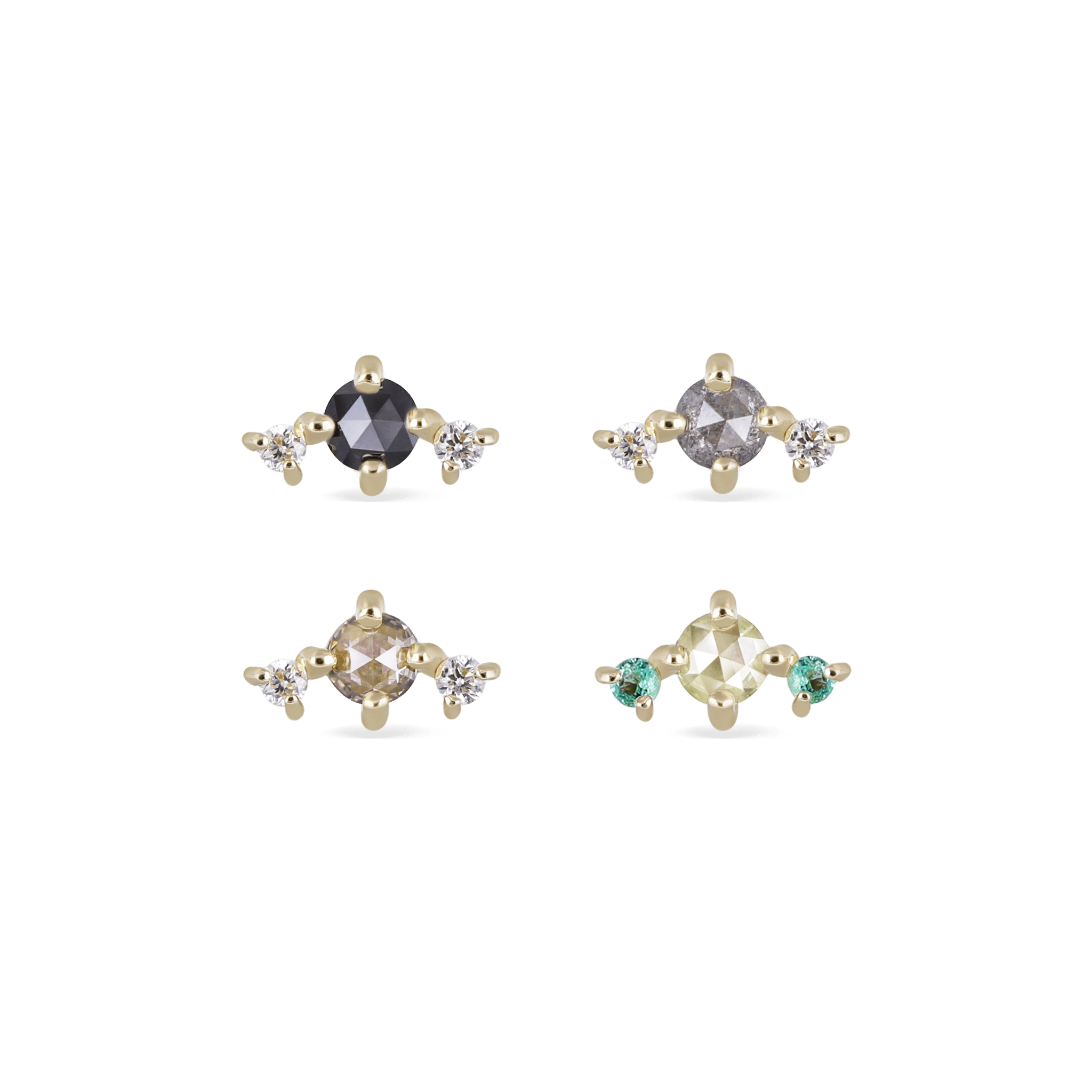 Astrid β’ Rose Cut Diamond Trio Flat Back Stud