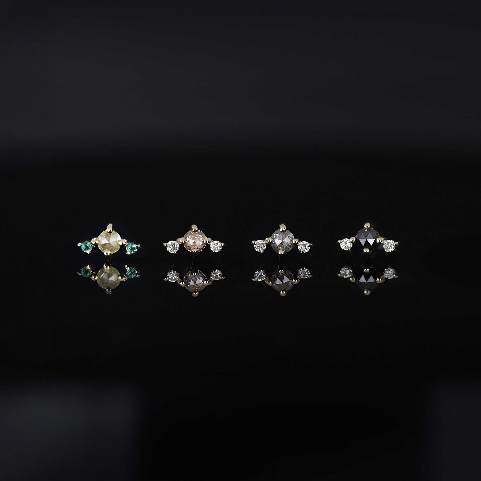 Astrid β’ Rose Cut Diamond Trio Flat Back Stud