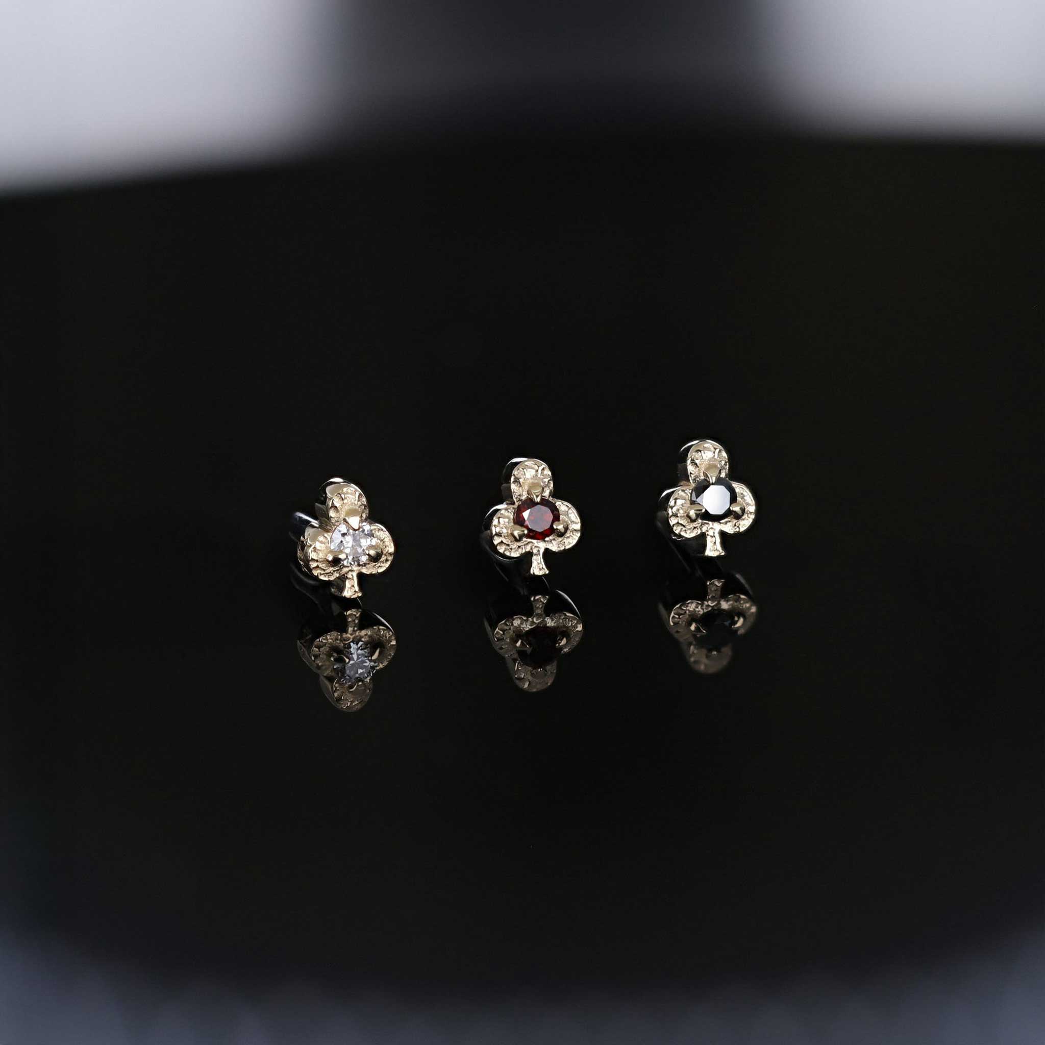 BEATTI Threadless Ends BTPRG100 • 14K Gold Clubs Gemstone Threadless End BTPRG100 • 14K Gold Clubs Gemstone Threadless End