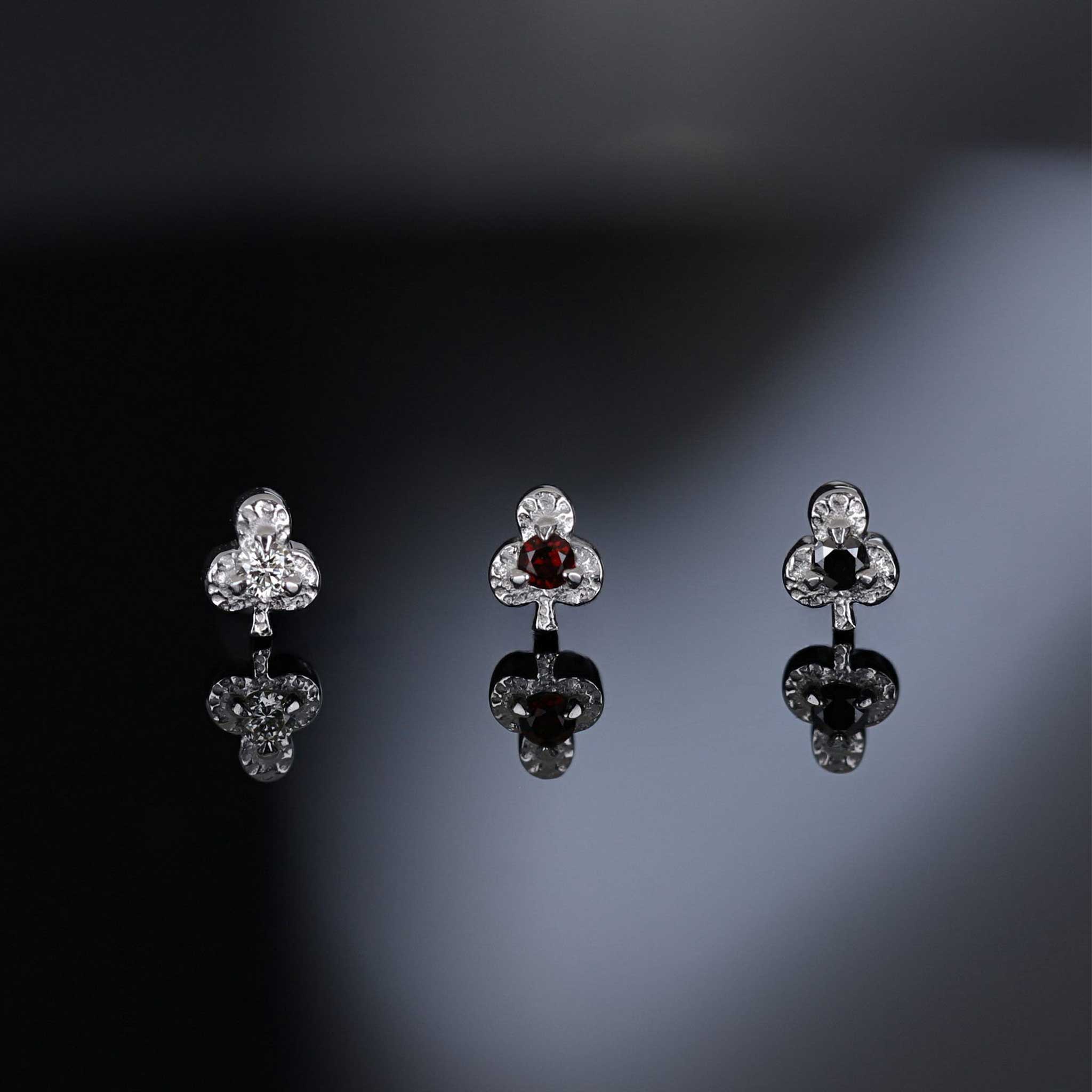 BEATTI Threadless Ends BTPRG100 • 14K Gold Clubs Gemstone Threadless End BTPRG100 • 14K Gold Clubs Gemstone Threadless End