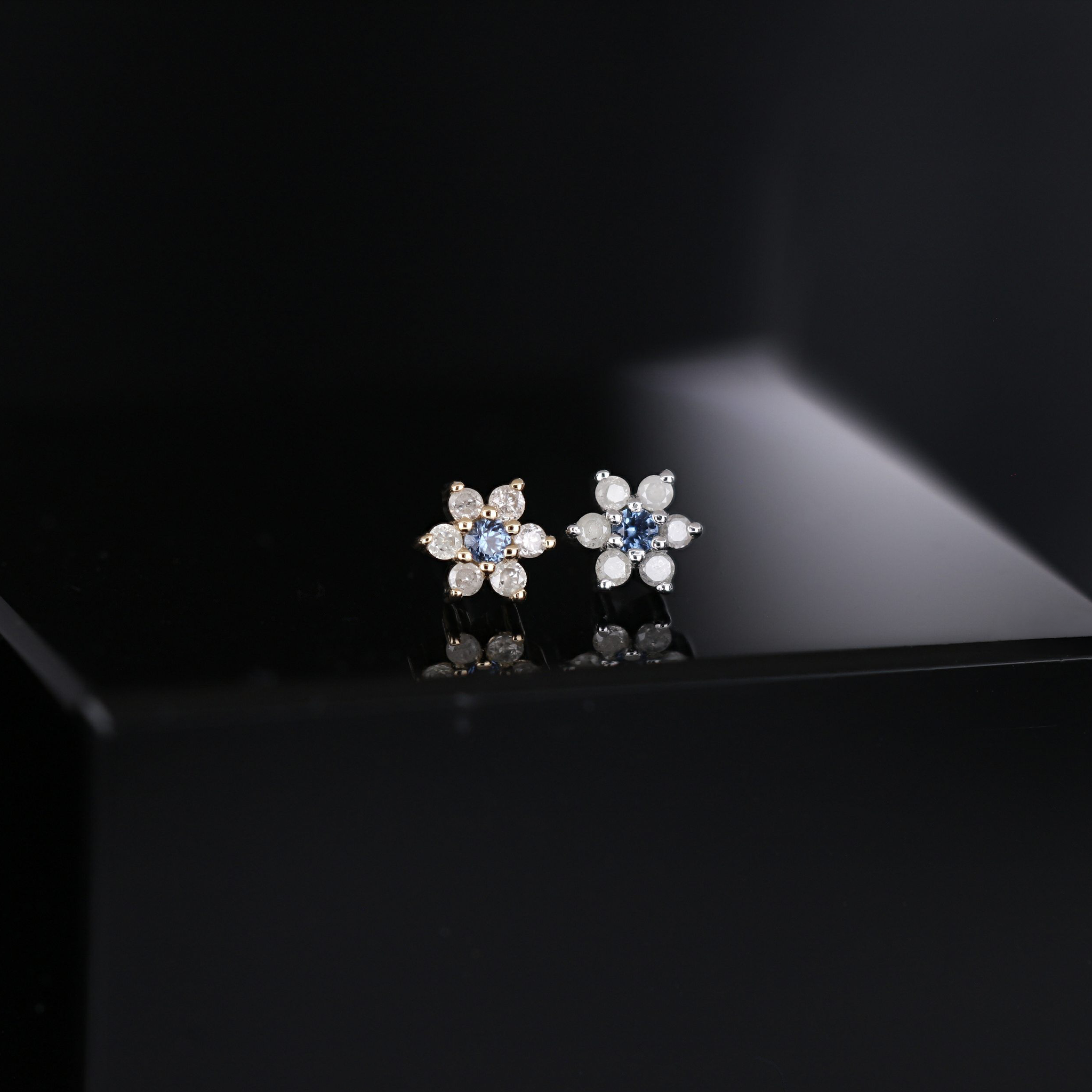 Blossom • Micro Gemstone & Icy Diamond Floral Flat Back Stud