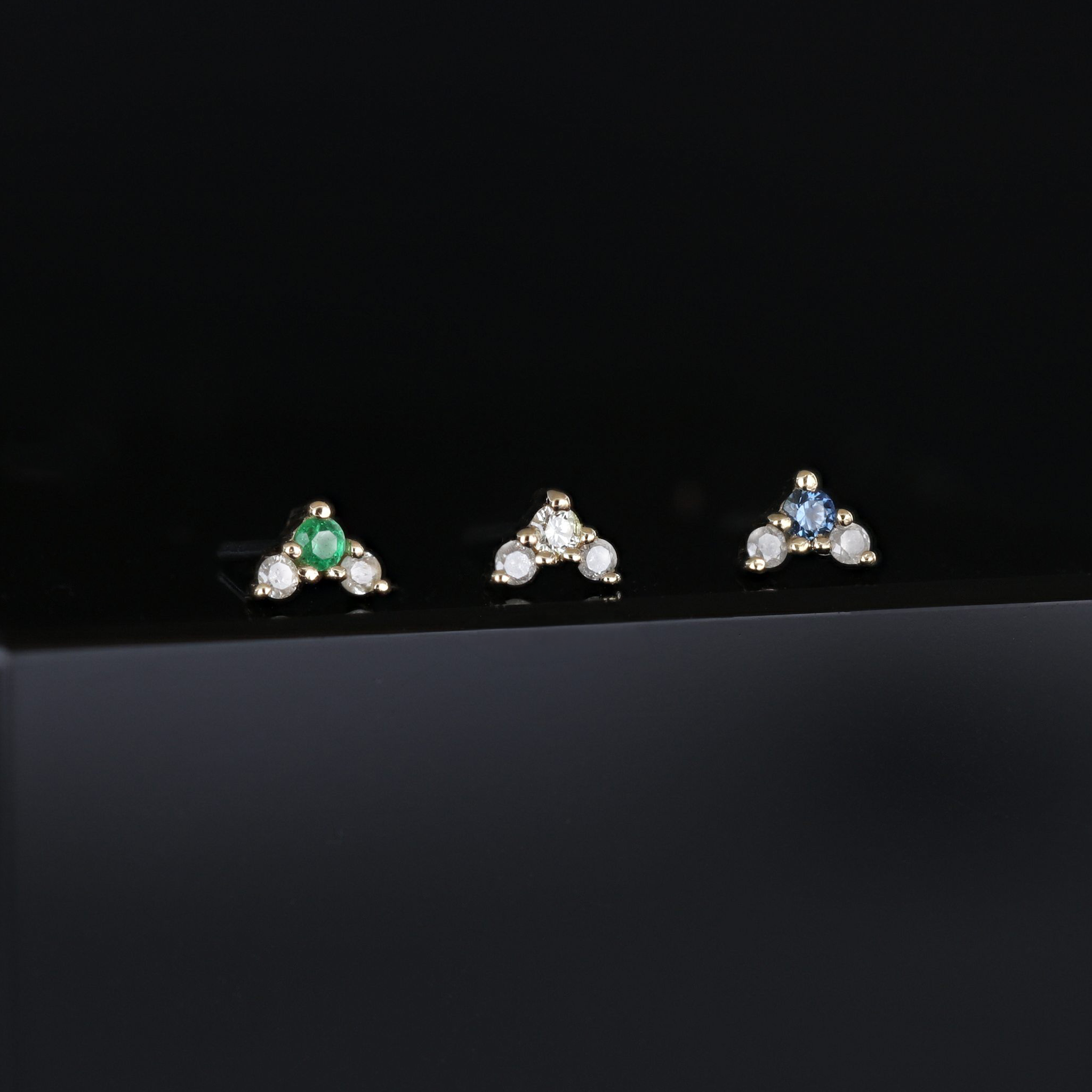 Fio • Micro Gemstone & Icy Diamond Cluster Flat Back Stud