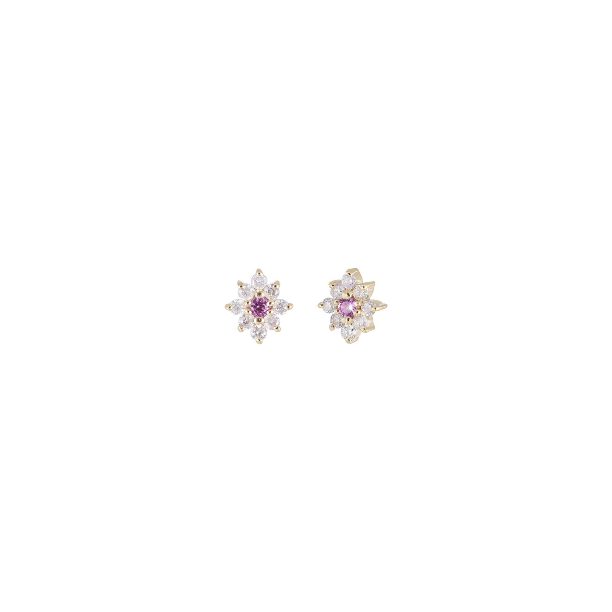 Aster • Petite Gemstone & Icy Diamond Floral Flat Back Stud