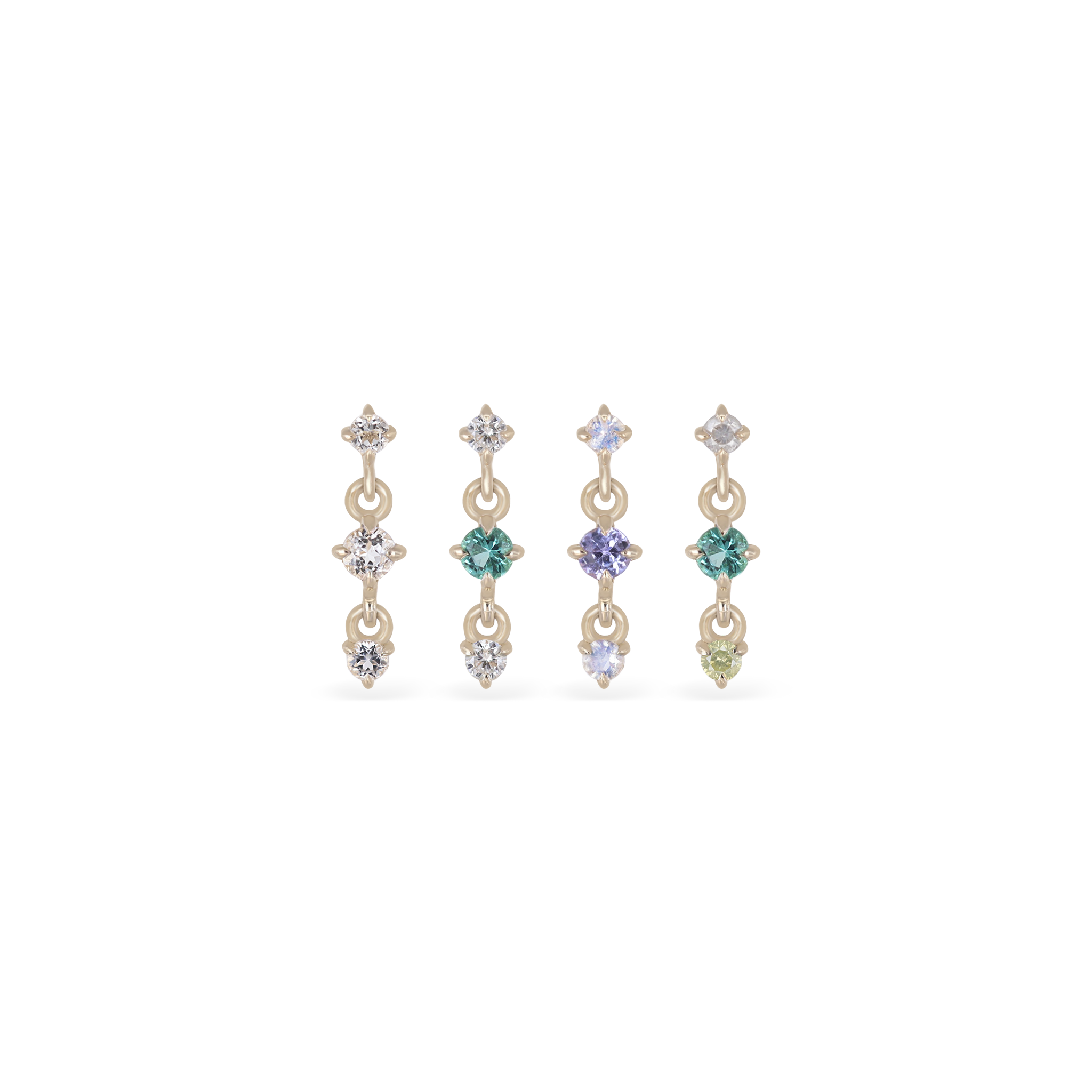 Orion • Three-Stone Drop Flat Back Stud